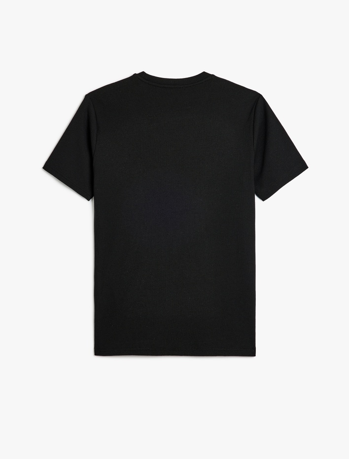  Kısa Kollu Pamuk Karışımlı Dar Kalıp Bisiklet Yaka Basic Tişört