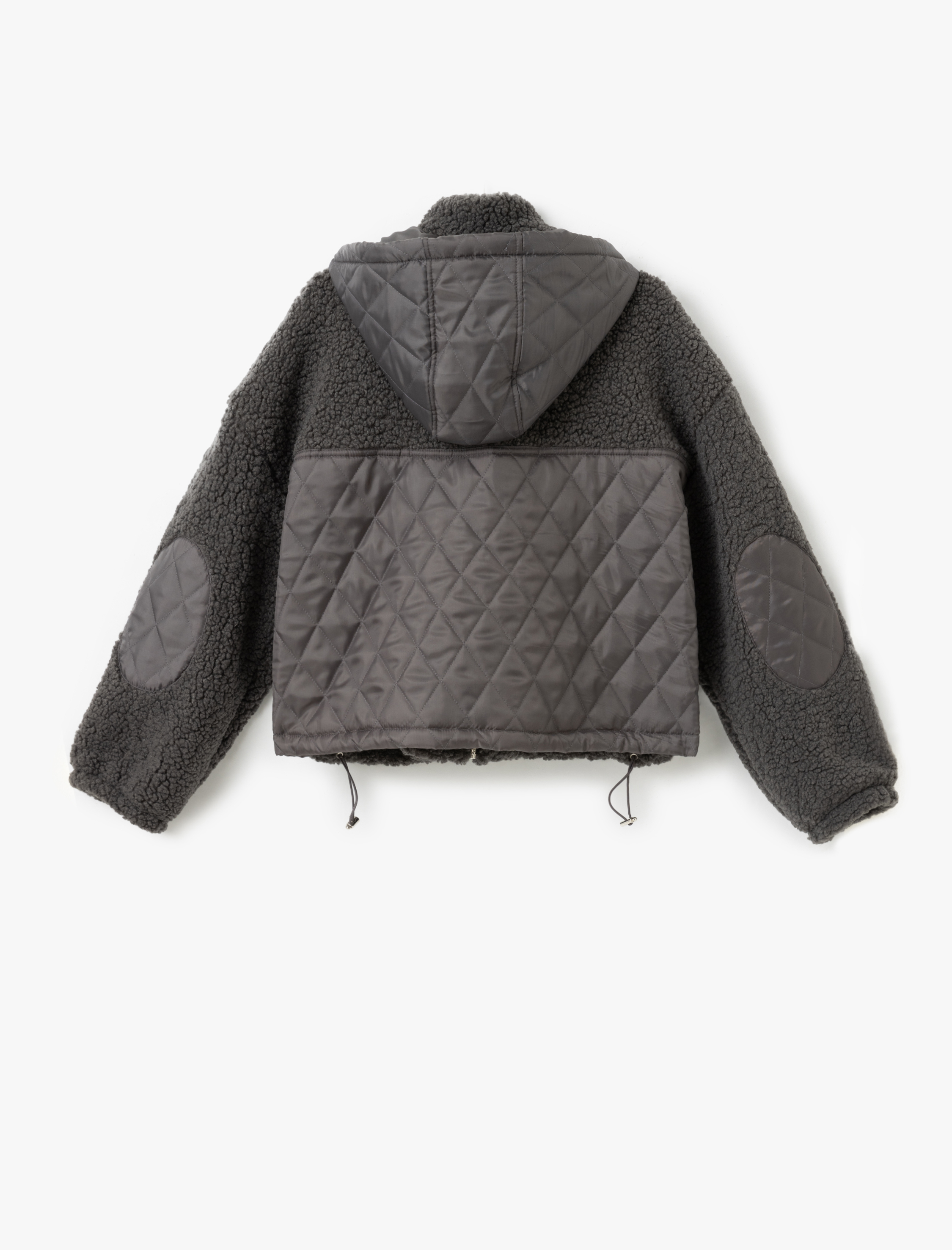   Çıkarılabilir Kapüşonlu Fermuarlı Çift Cepli Peluş Ceket