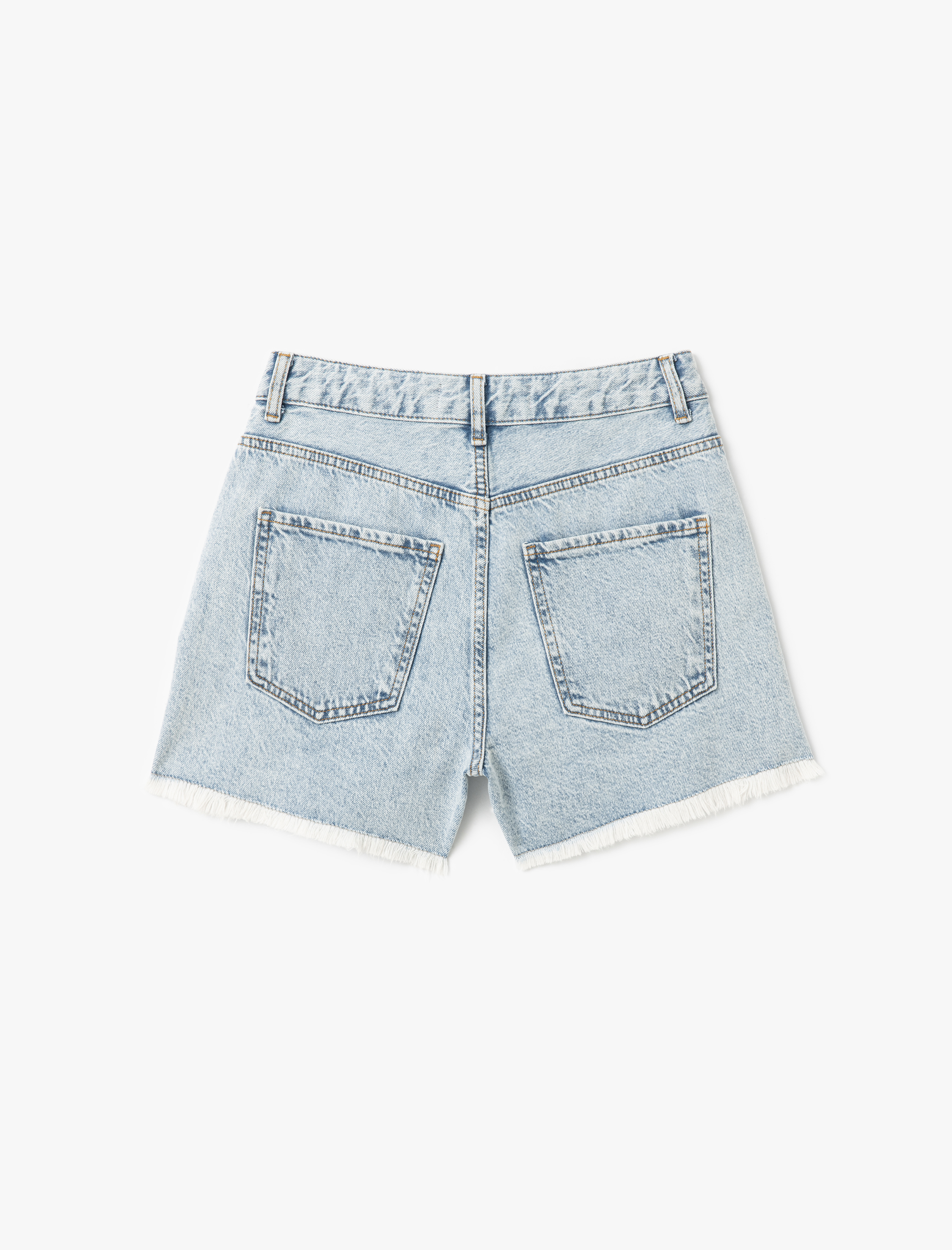   Düğmeli Pis Paça Cep Detaylı Rahat Kalıp Denim Şort