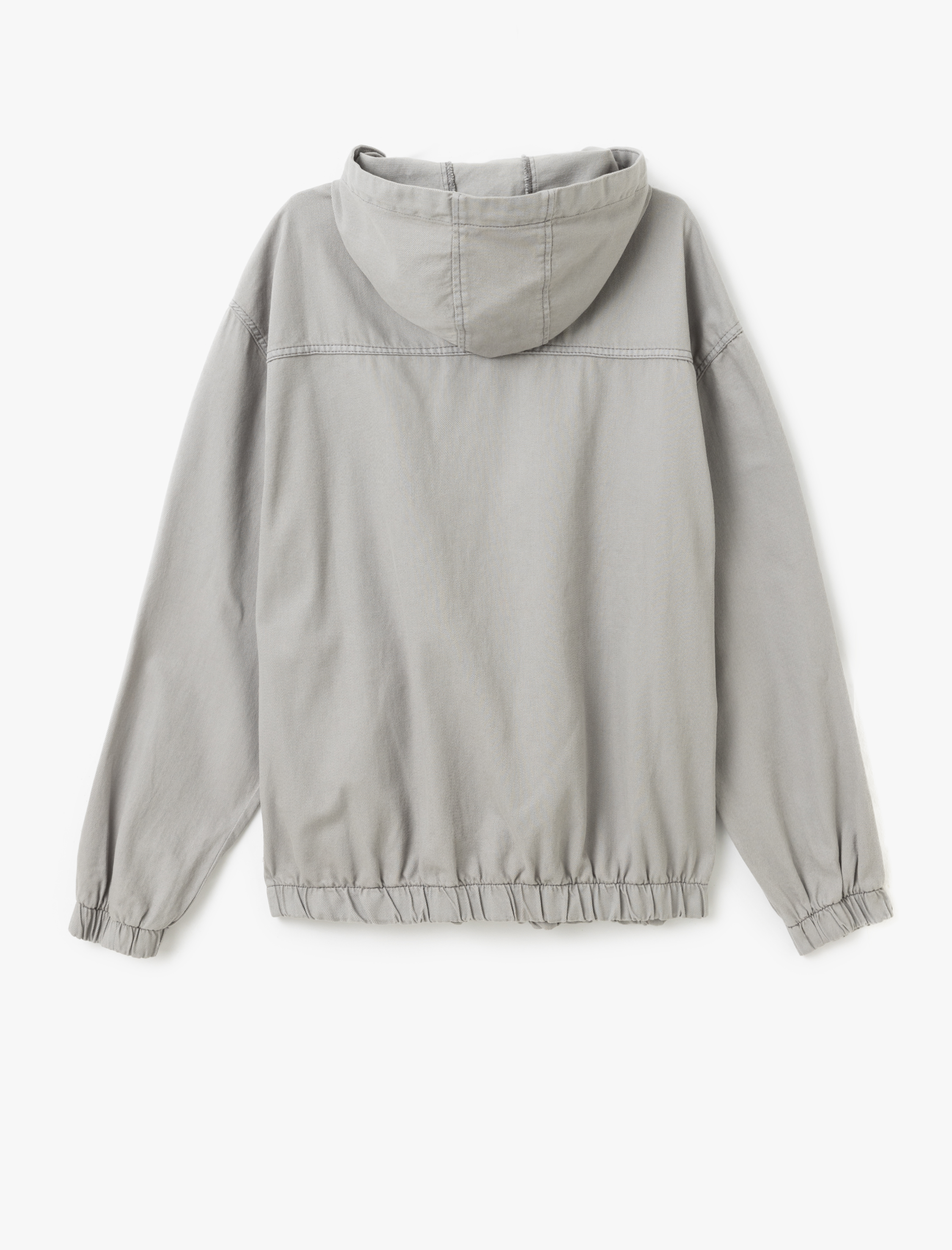   Pamuklu Cep Detaylı Nakışlı Fermuarlı Oversize Kapüşonlu Jean Ceket