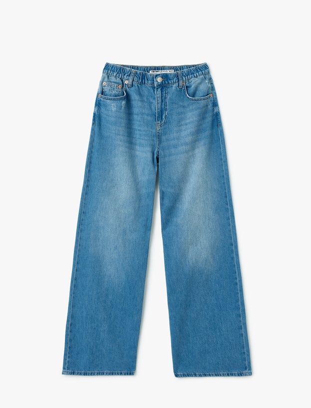 Rahat Kalıp Geniş Paça Denim Pantolon - Wide Leg Jeans_3
