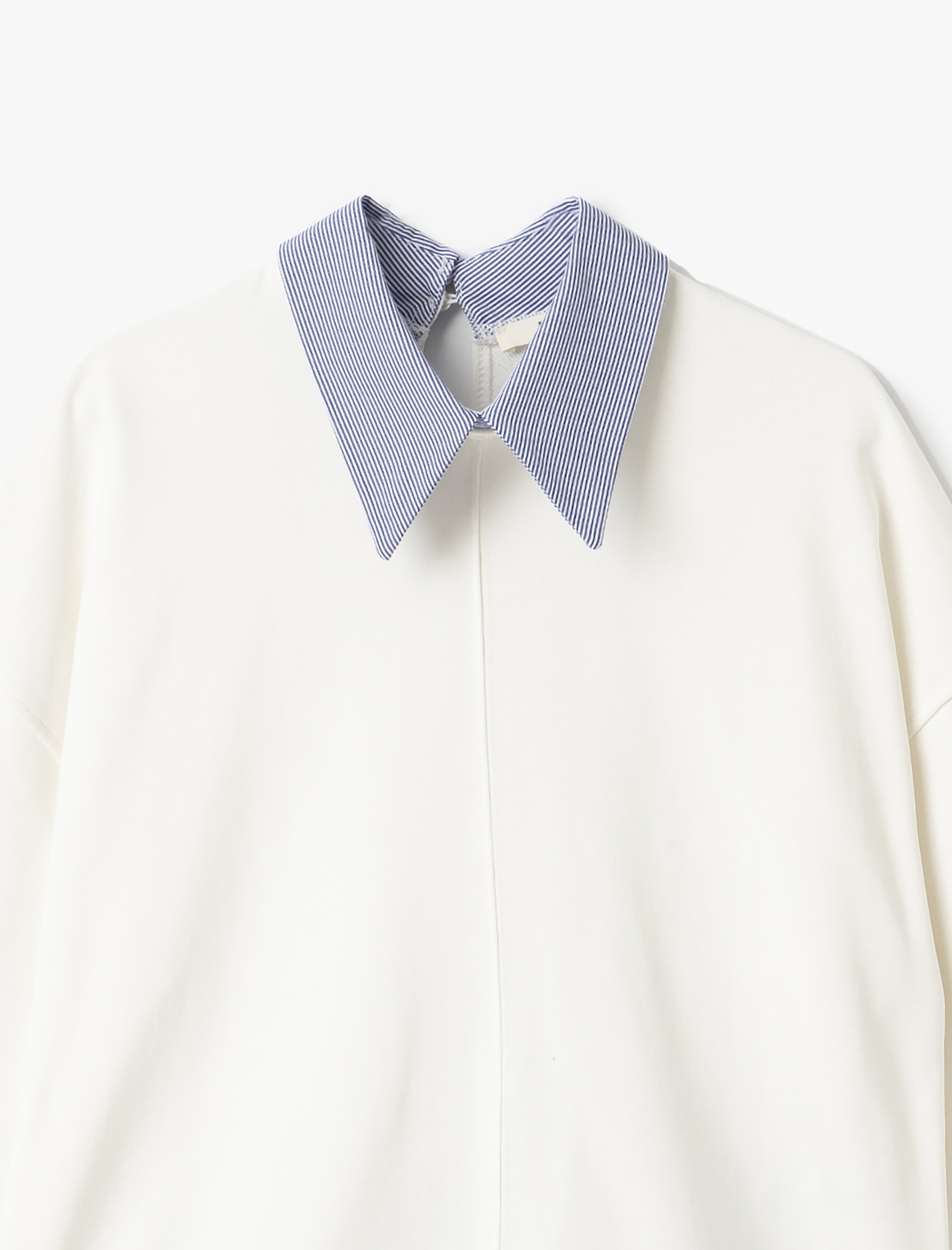   İki Farklı Kumaş Kullanımlı Uzun Kollu Pamuklu Gömlek Yaka Sweatshirt