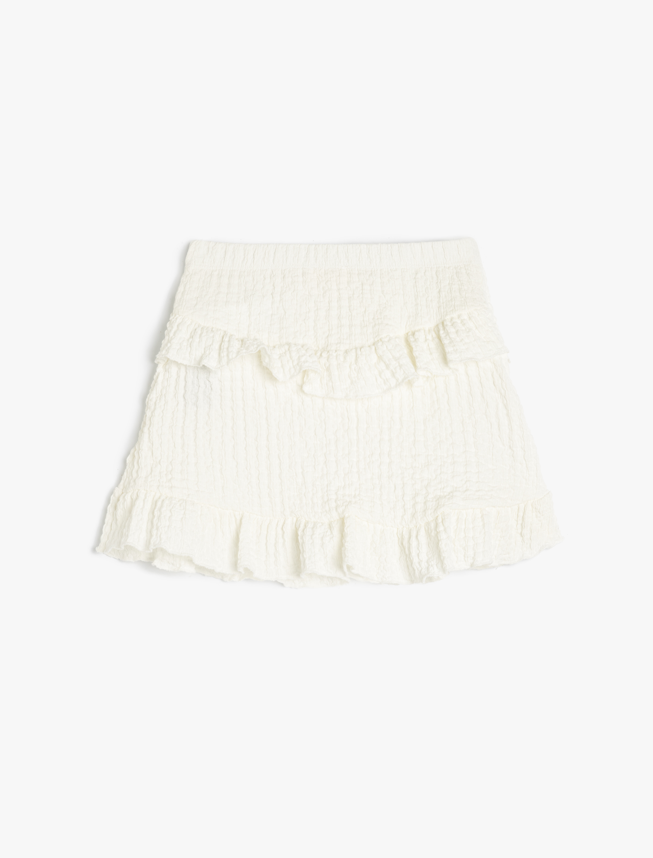  Kız Çocuk Fırfır Detaylı Dokulu A Kesim Mini Etek