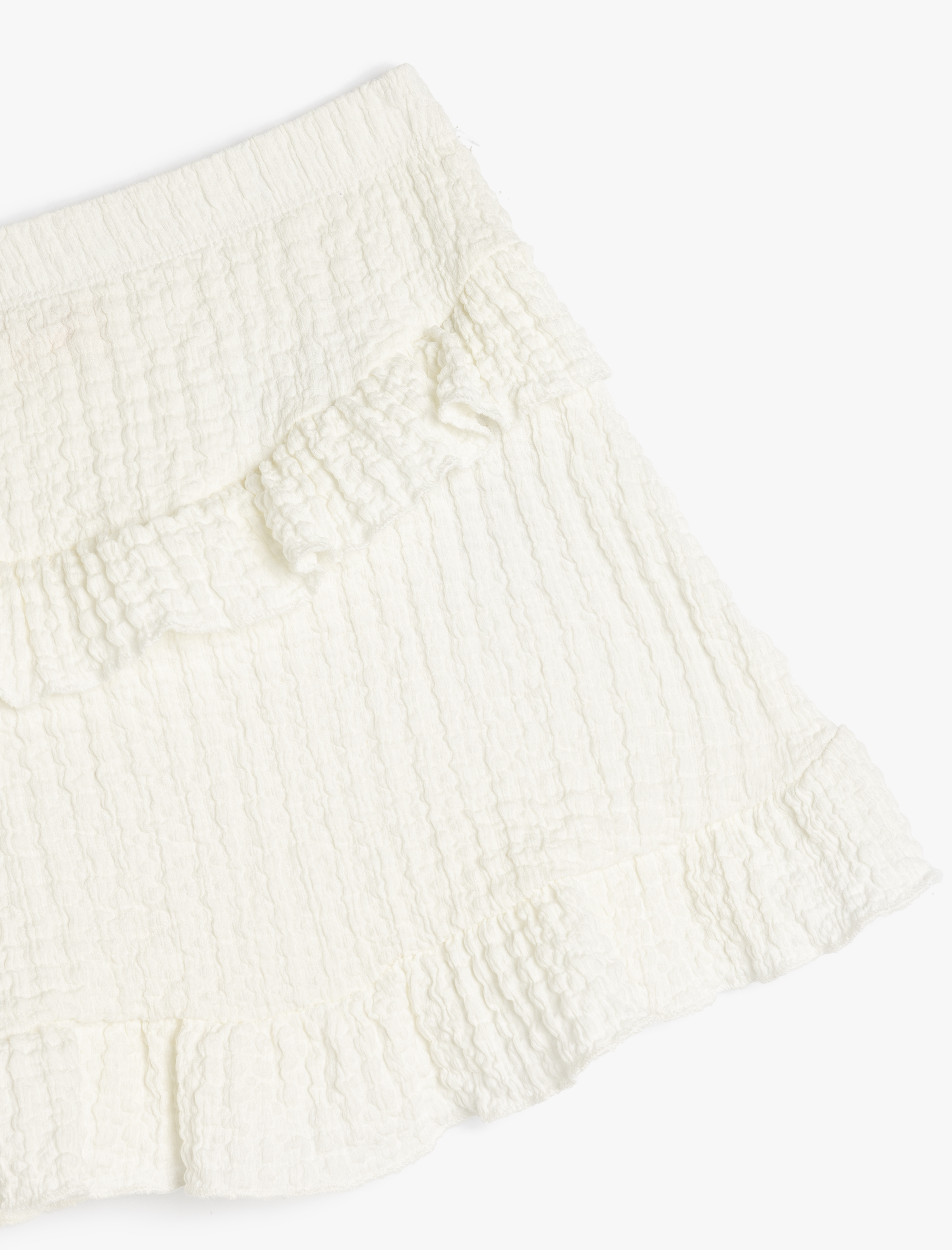  Kız Çocuk Fırfır Detaylı Dokulu A Kesim Mini Etek