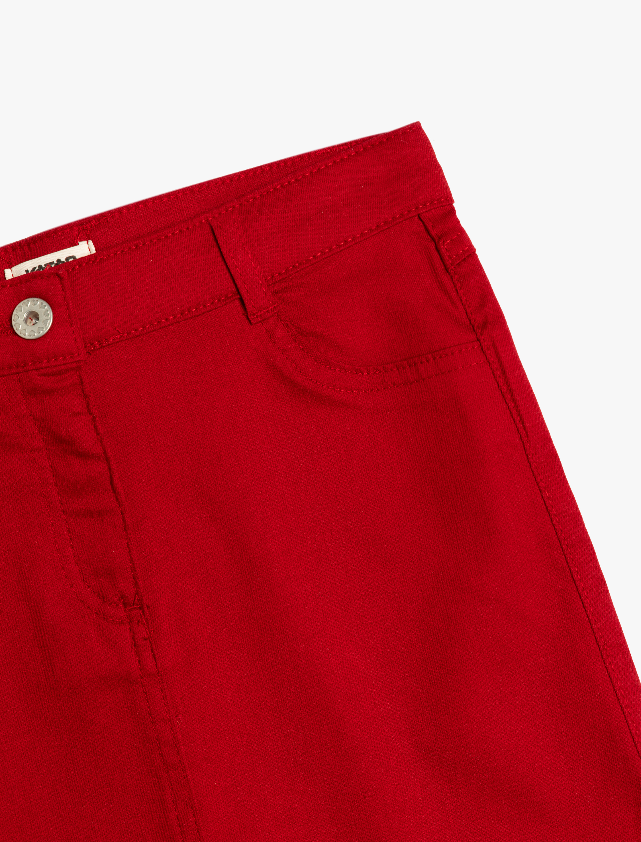 Kız Çocuk Düğme ve Fermuar Detaylı Cepli Basic Etek