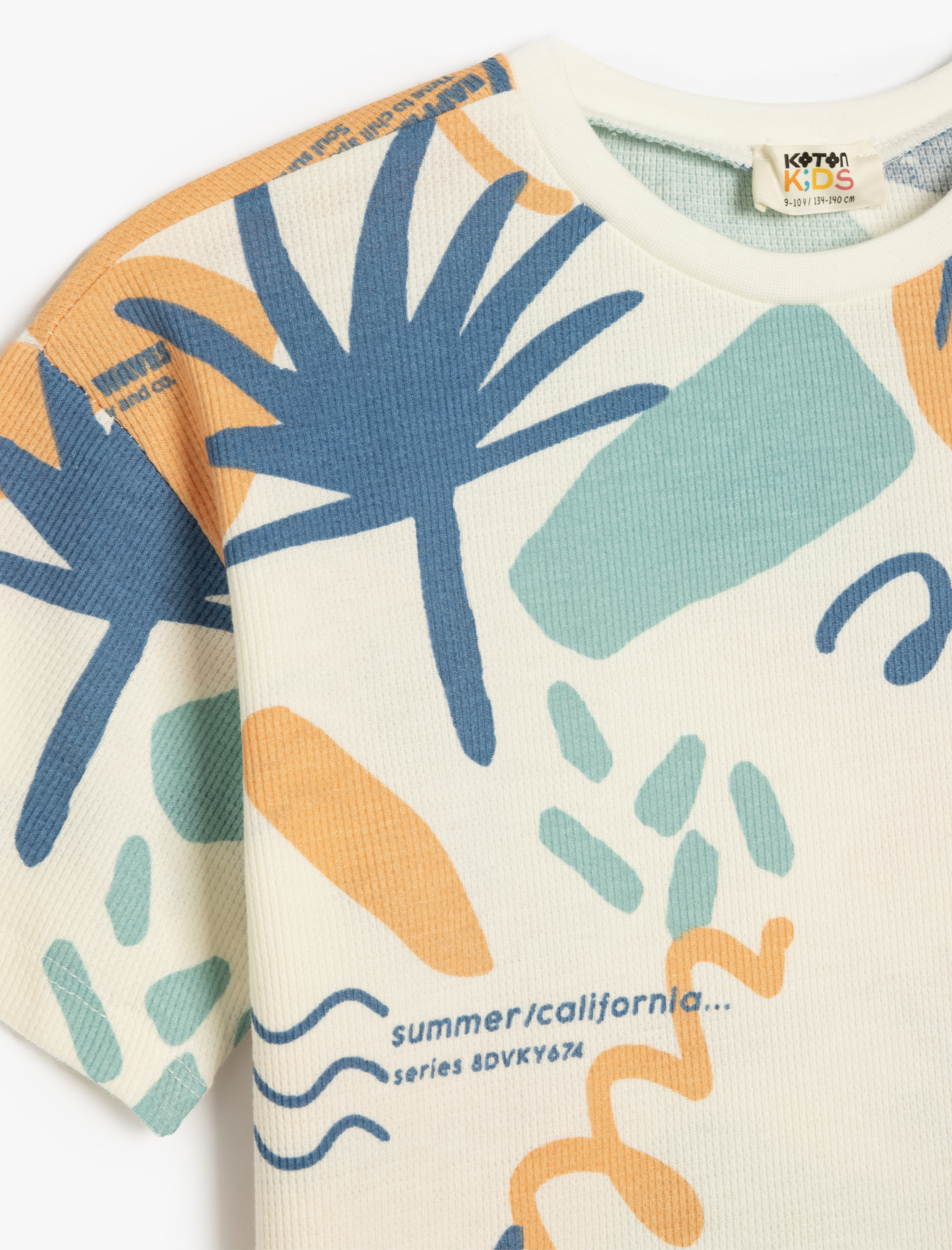  Erkek Çocuk Pamuklu Baskılı Bisiklet Yaka Kısa Kollu Oversize Tişört