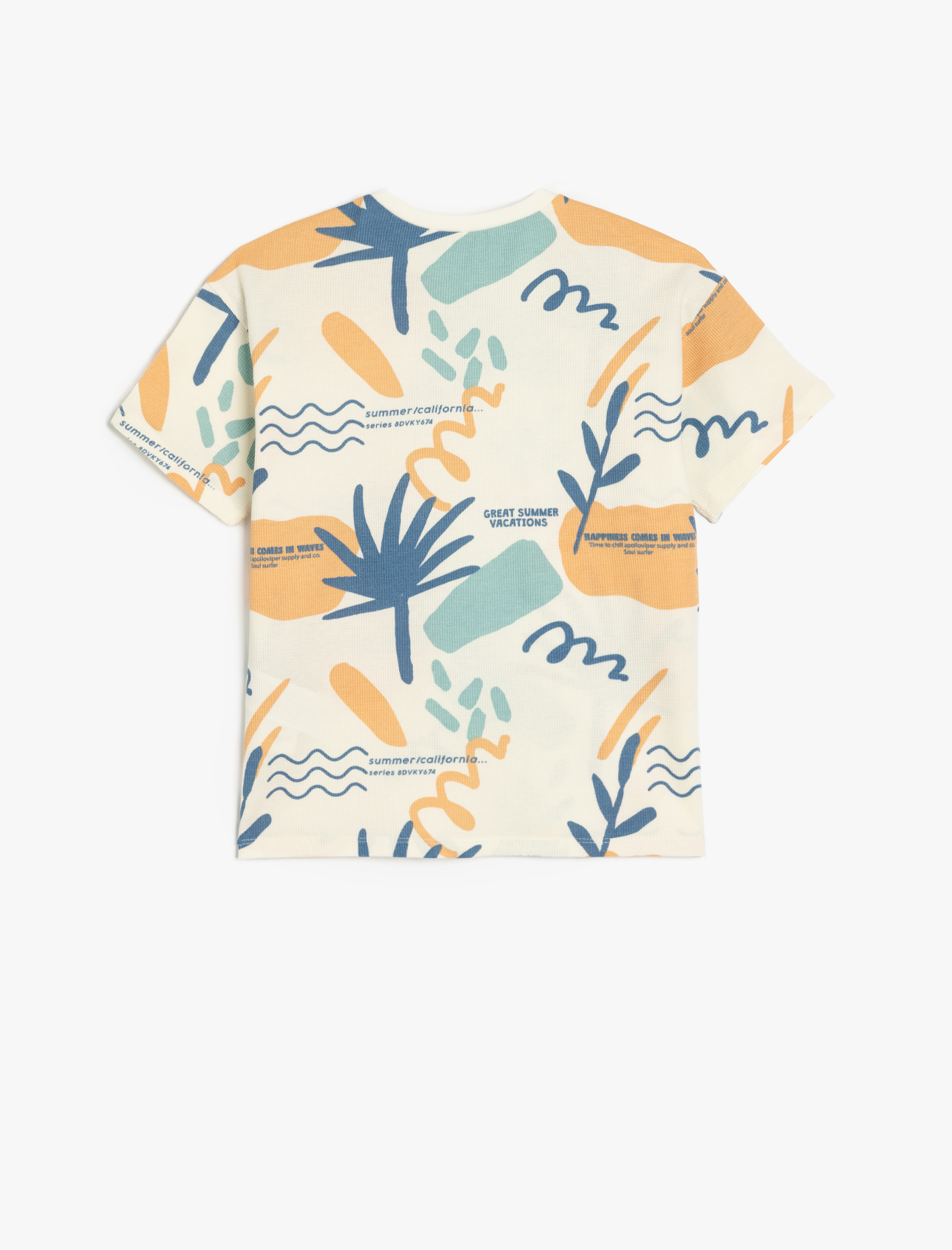  Erkek Çocuk Pamuklu Baskılı Bisiklet Yaka Kısa Kollu Oversize Tişört