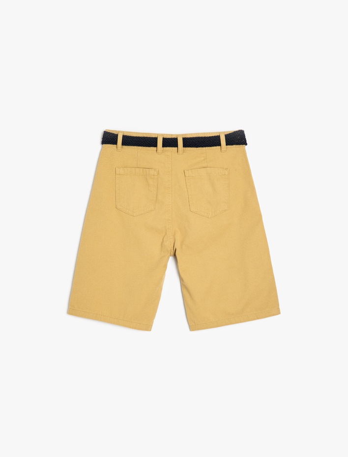 Erkek Çocuk Pamuklu Kemer Detaylı Cepli Bermuda Şort