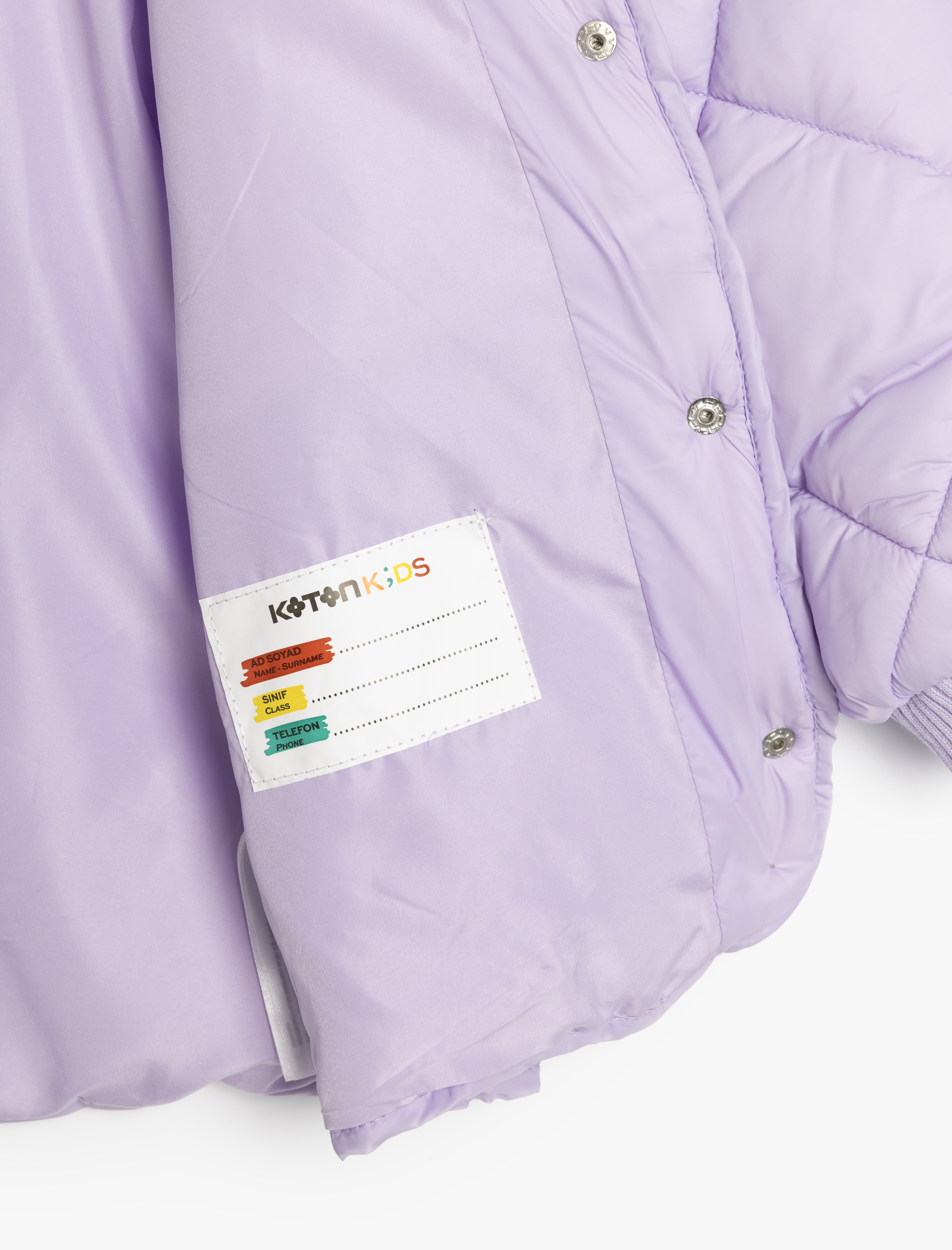  Kız Çocuk Düğmeli Uzun Kollu Yuvarlak Yaka Anorak Mevsimlik Mont