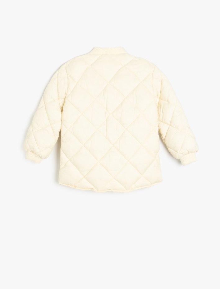 Kız Çocuk Düğmeli Uzun Kollu Yuvarlak Yaka Anorak Mevsimlik Mont