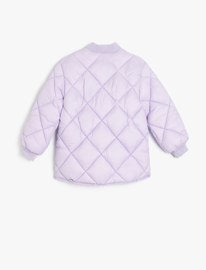 Kız Çocuk Düğmeli Uzun Kollu Yuvarlak Yaka Anorak Mevsimlik Mont