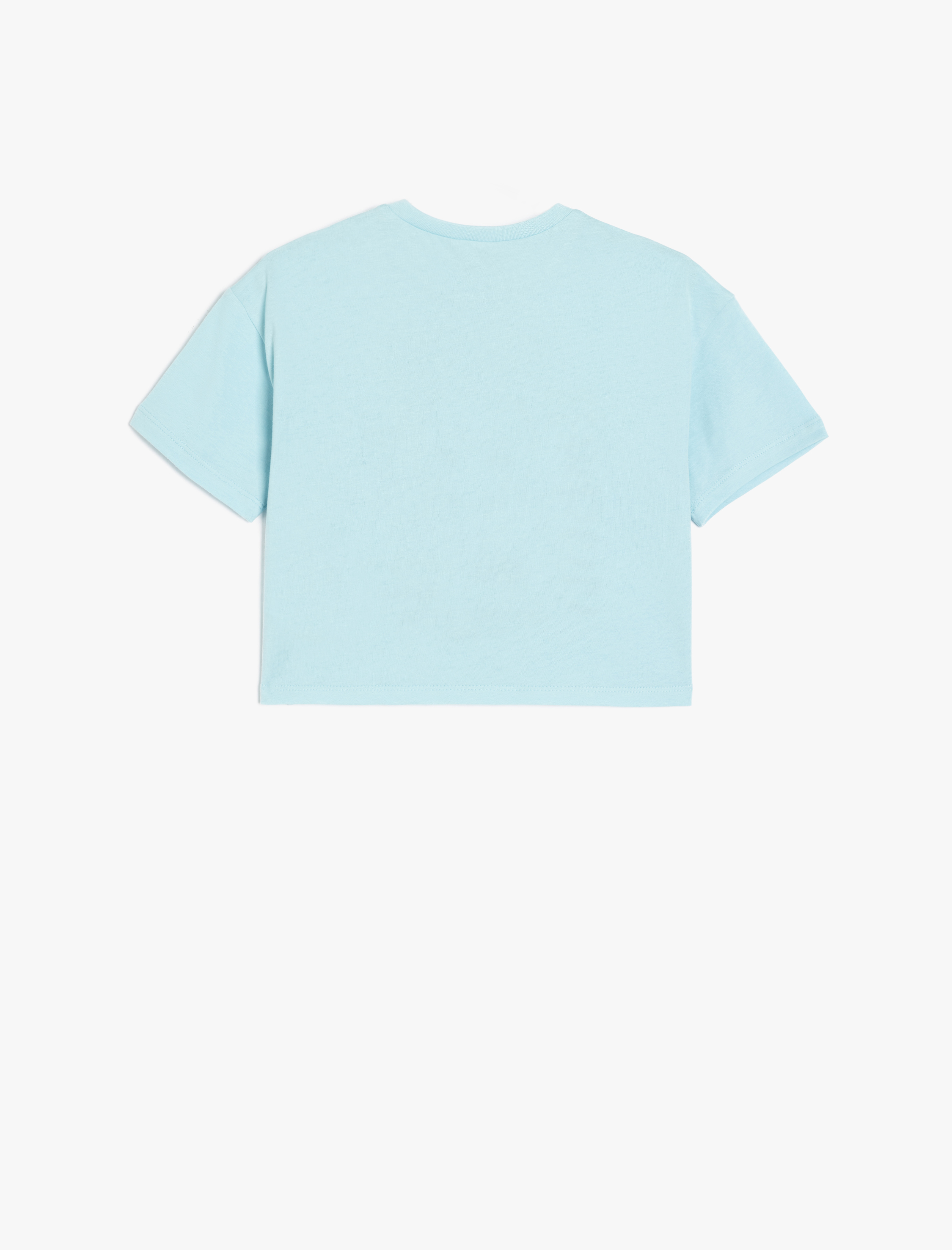  Kız Çocuk Bisiklet Yaka Anime Baskılı Pamuklu Kısa Kollu Tişört