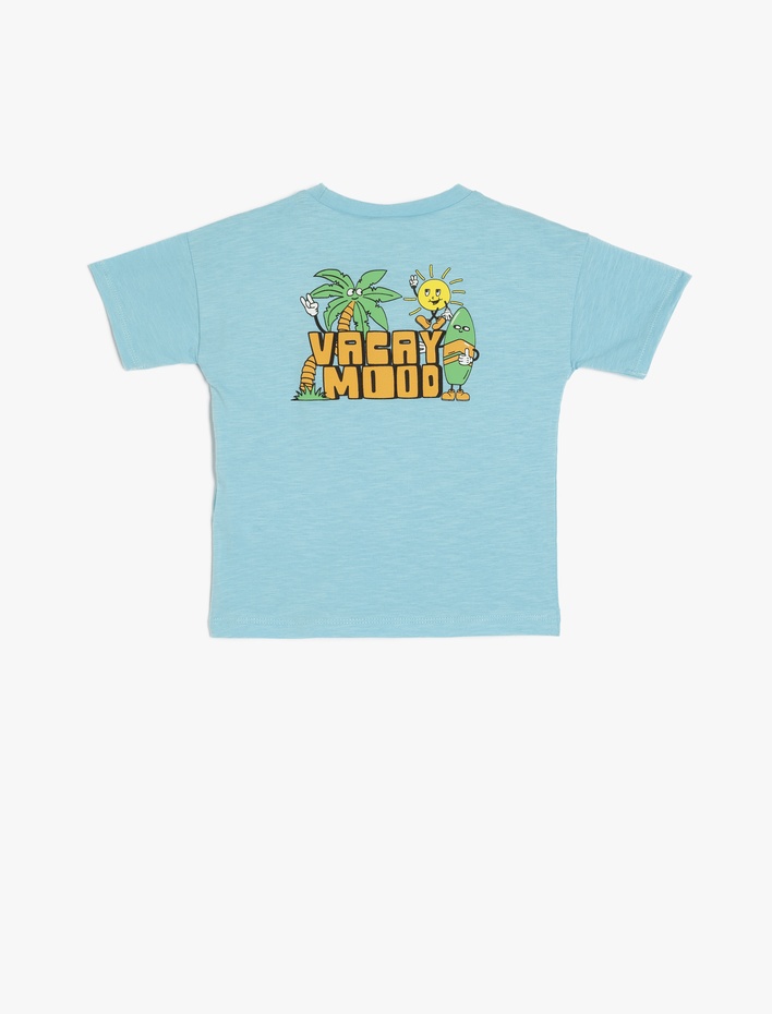 Erkek Bebek Baskı Detaylı Bisiklet Yaka Kısa Kollu Pamuklu Tişört