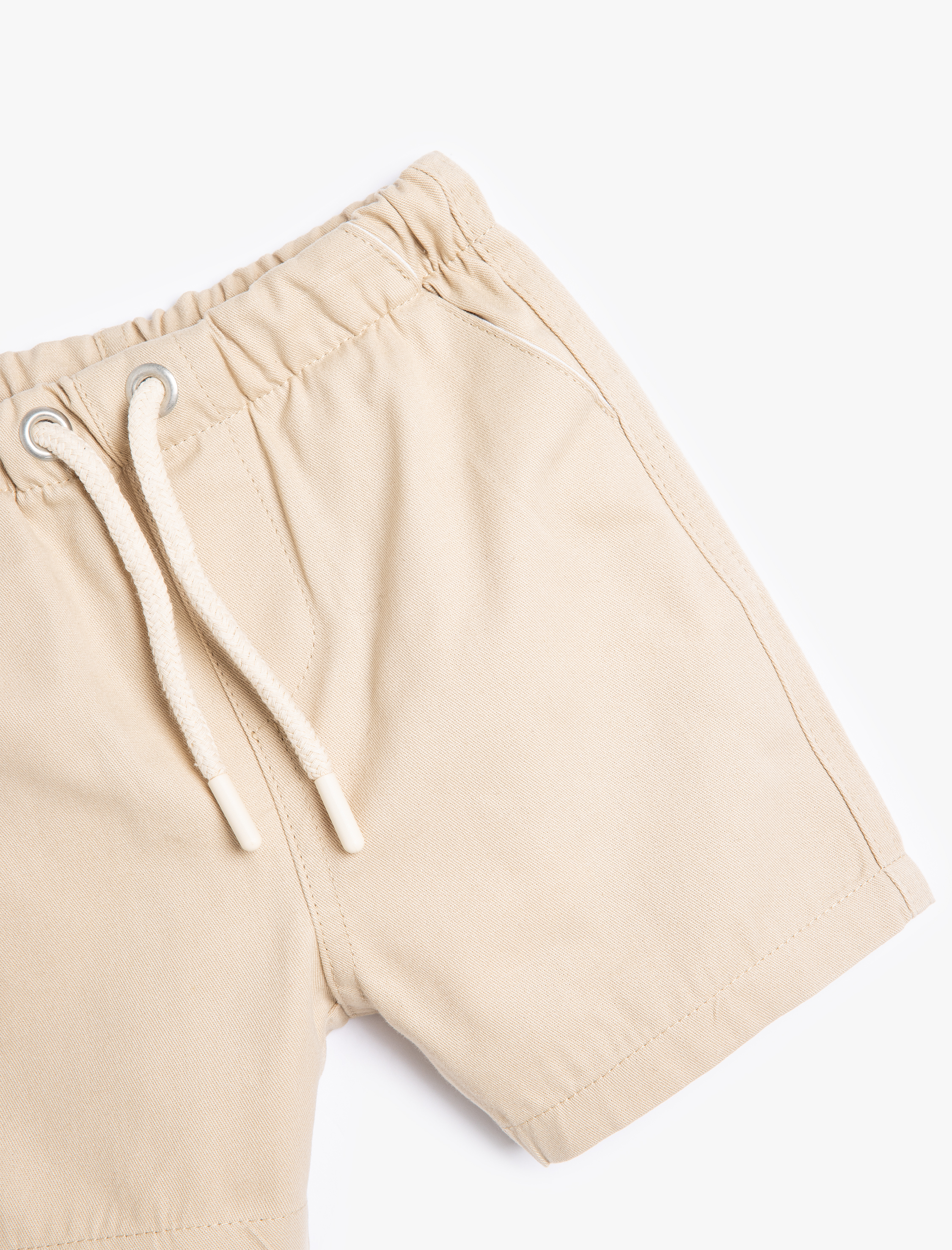  Erkek Bebek Pamuklu Cep Detaylı Beli Bağlamalı Basic Şort