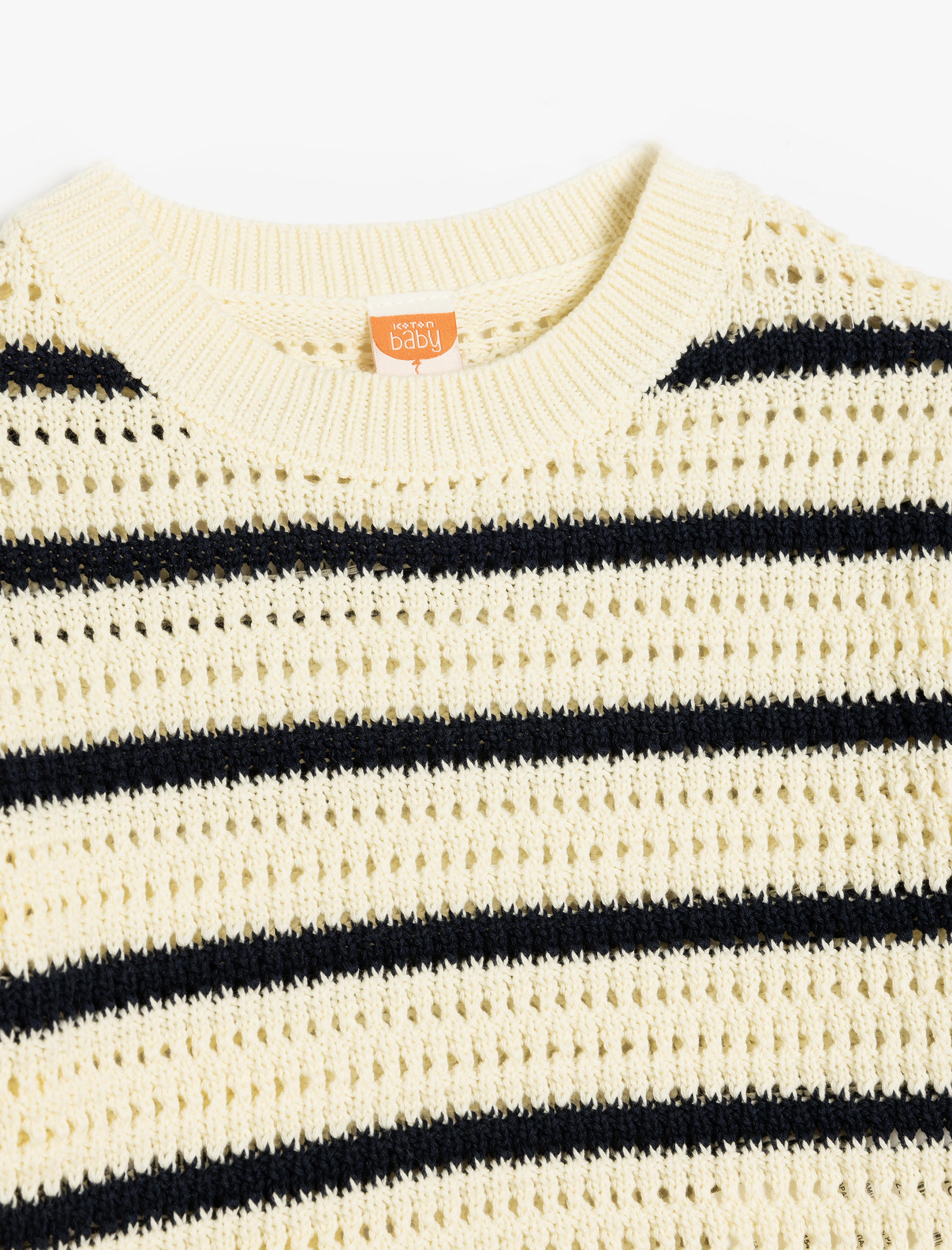  Kız Bebek Pamuklu Bisiklet Yaka Uzun Kollu Ajurlu Crop Triko Kazak