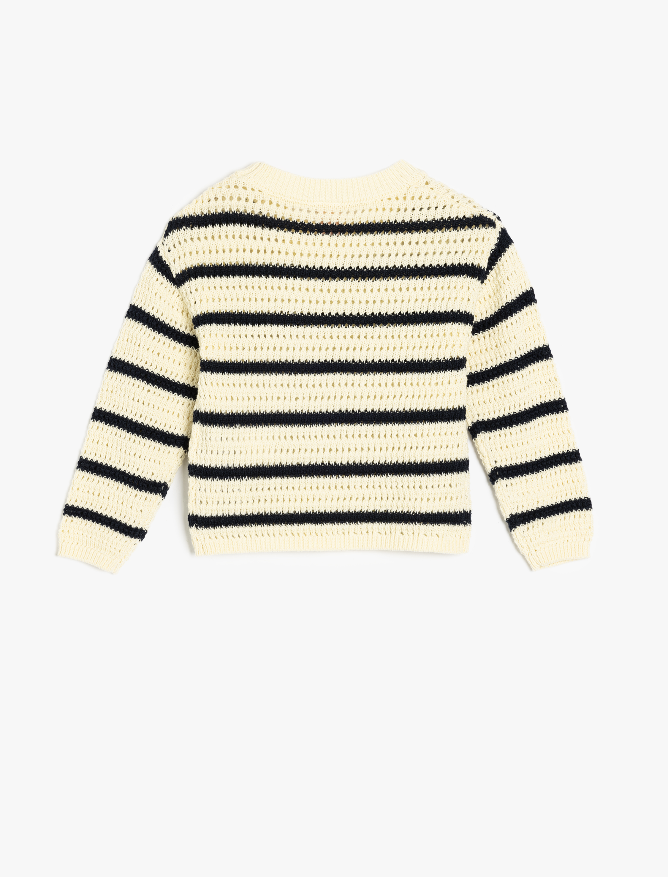  Kız Bebek Pamuklu Bisiklet Yaka Uzun Kollu Ajurlu Crop Triko Kazak