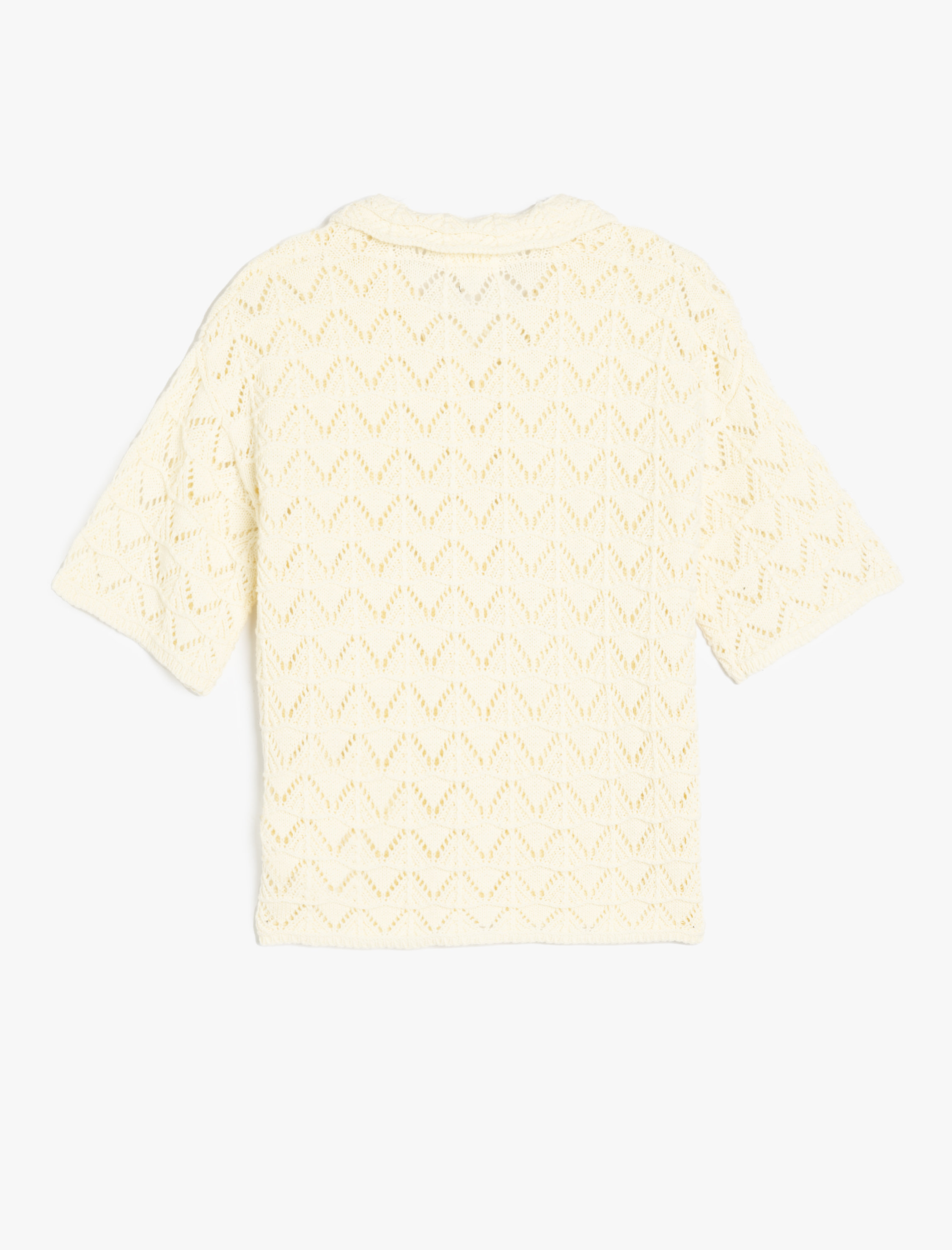  Kız Çocuk Pamuklu Ajurlu Kısa Kollu Gömlek Yaka Triko Hırka