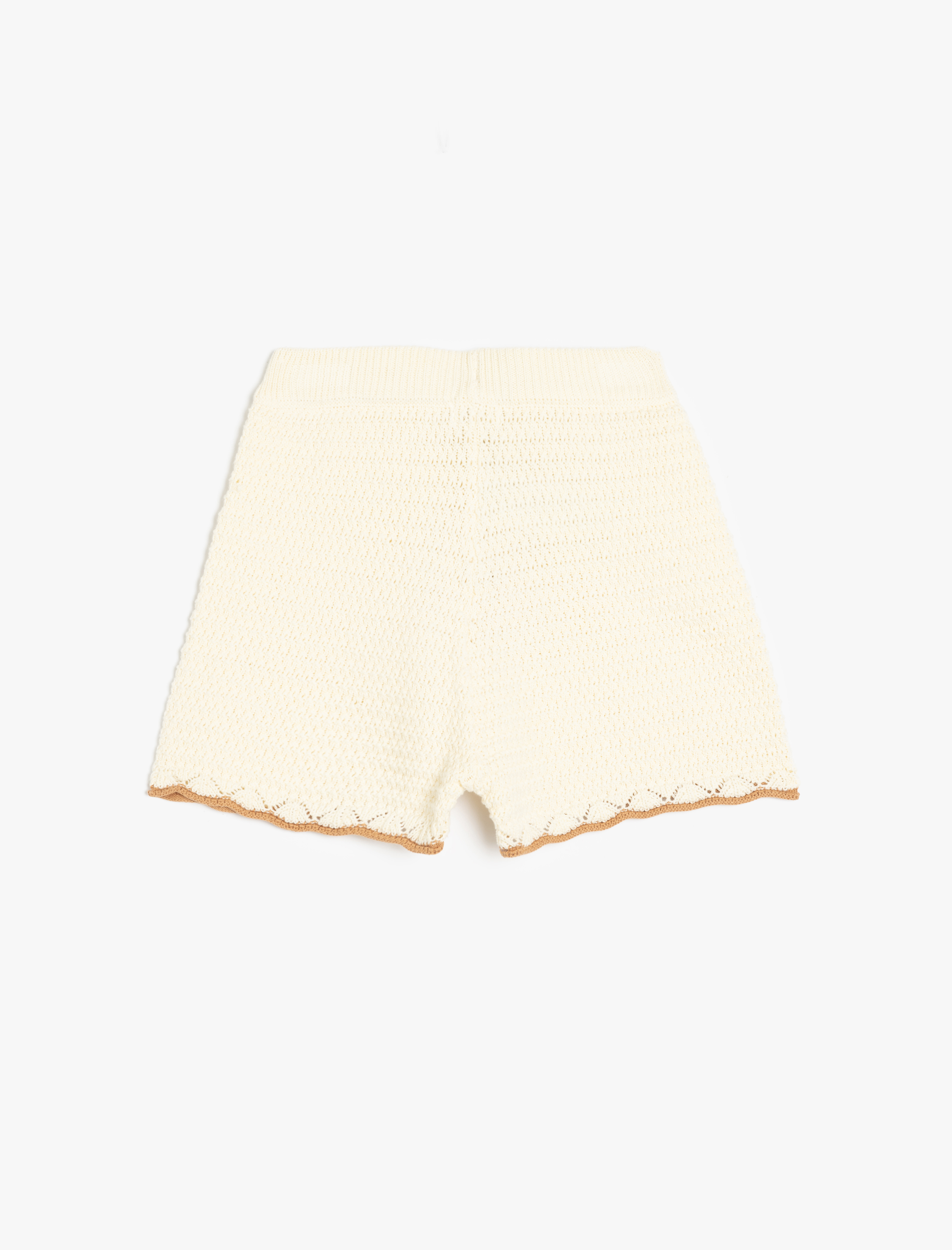  Kız Çocuk Pamuklu Beli Lastikli Ajurlu Triko Şort