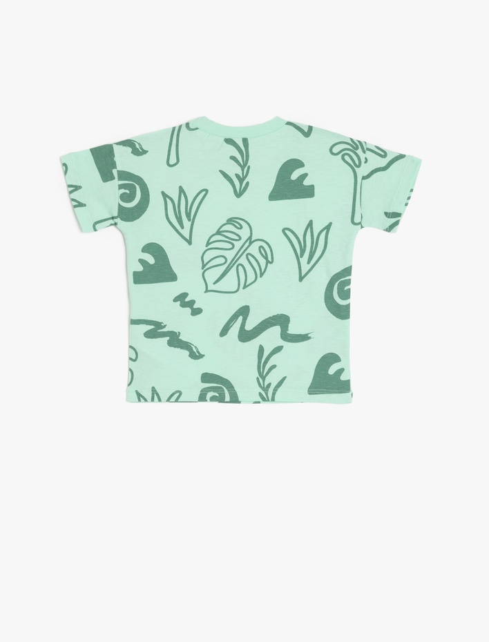 Erkek Bebek Bisiklet Yaka Pamuklu Desenli Kısa Kollu Tişört