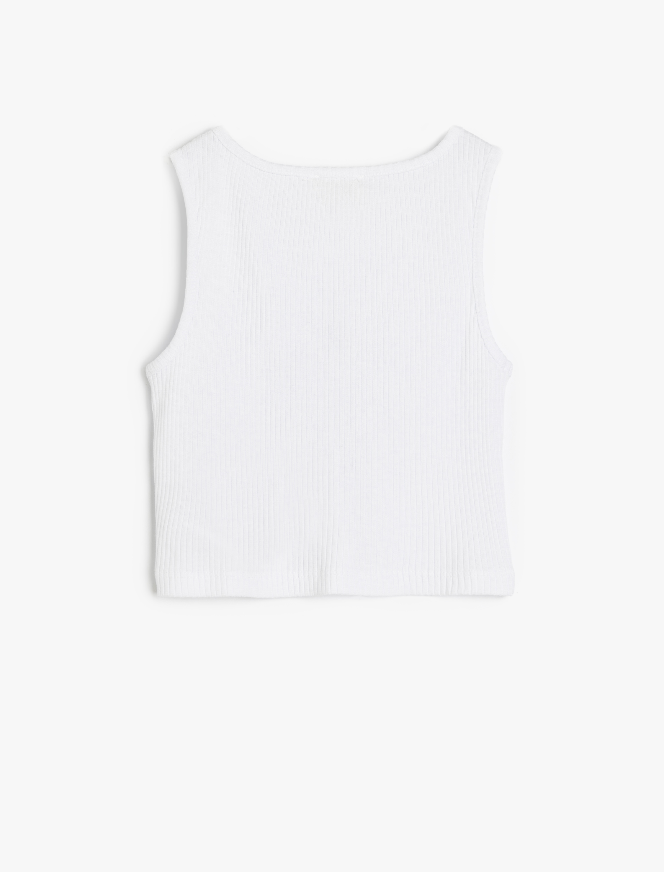  Kız Çocuk Pamuklu V Yaka Kolsuz Basic Crop Atlet