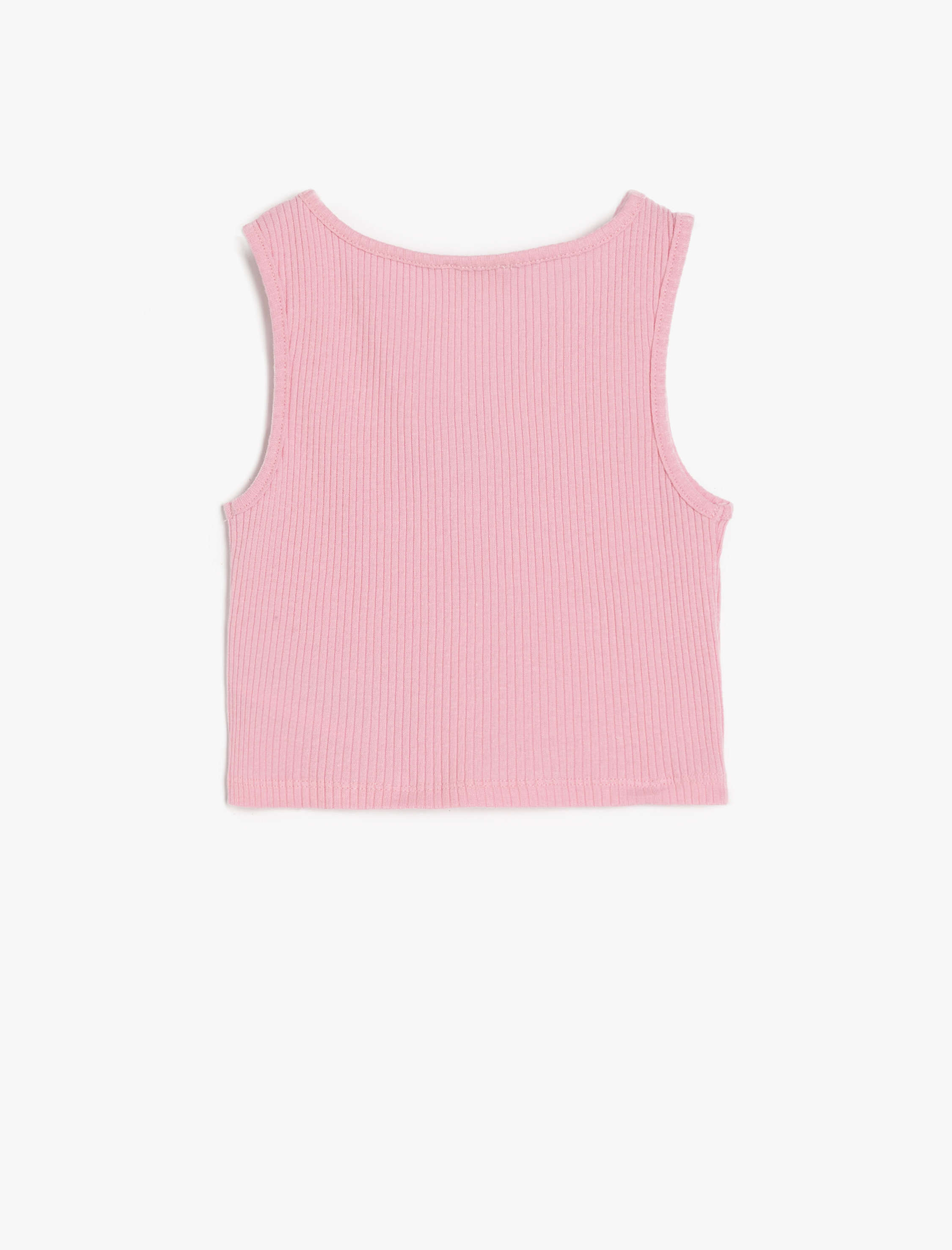  Kız Çocuk Pamuklu V Yaka Kolsuz Basic Crop Atlet