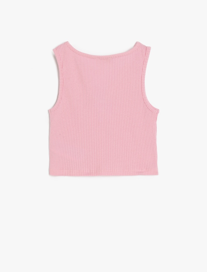 Kız Çocuk Pamuklu V Yaka Kolsuz Basic Crop Atlet