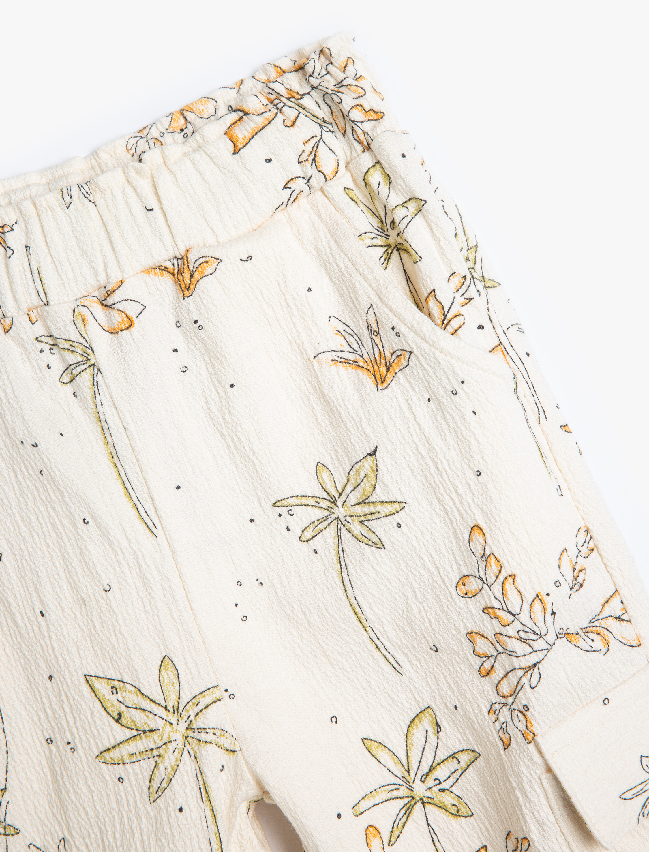  Kız Bebek Pamuklu Cep Detaylı Çiçek Desenli Jogger Eşofman Altı