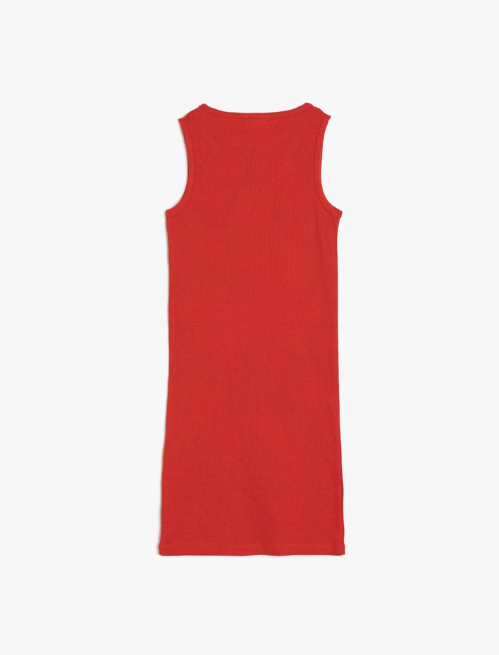 Kız Çocuk Pencere Detaylı Ribanalı Pamuklu Elbise