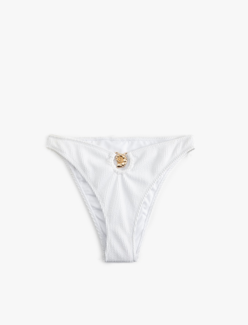   Astarlı Deniz Kabuğu Metal Aksesuarlı Düşük Bel Bikini Altı