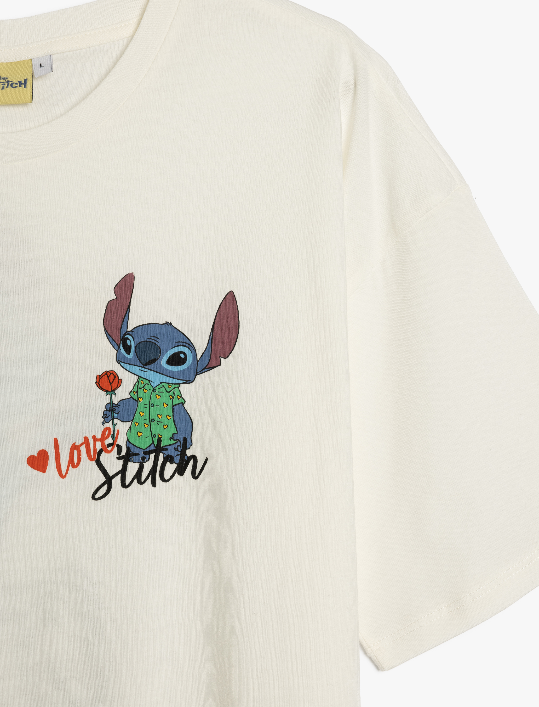   Stitch Lisanslı Arkası Baskılı Kısa Kollu Oversize Tişört