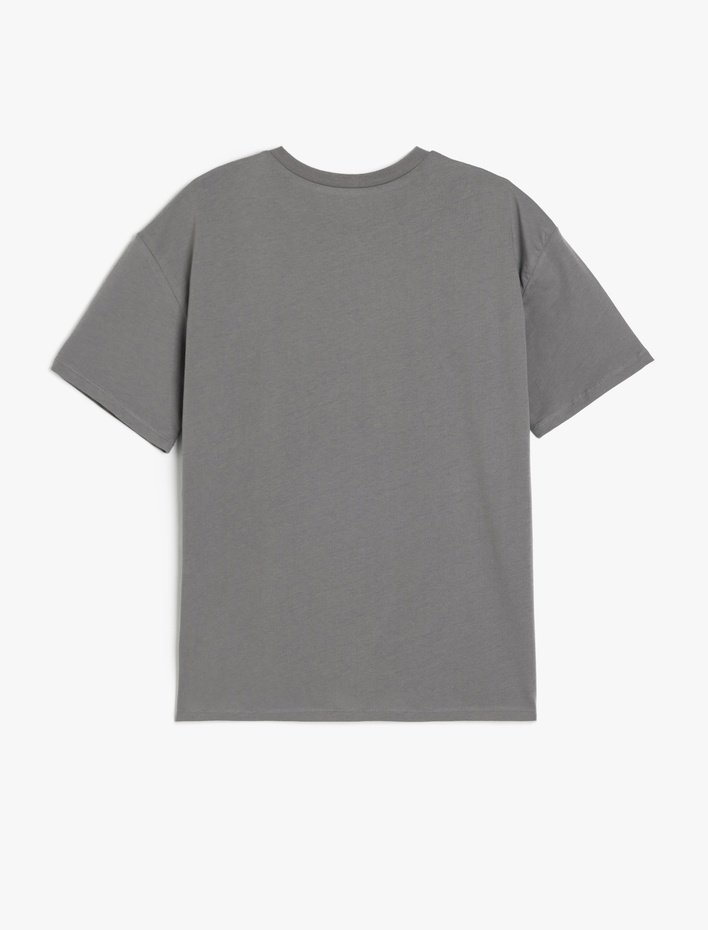  Kolej Baskılı Kısa Kollu Bisiklet Yaka Tişört