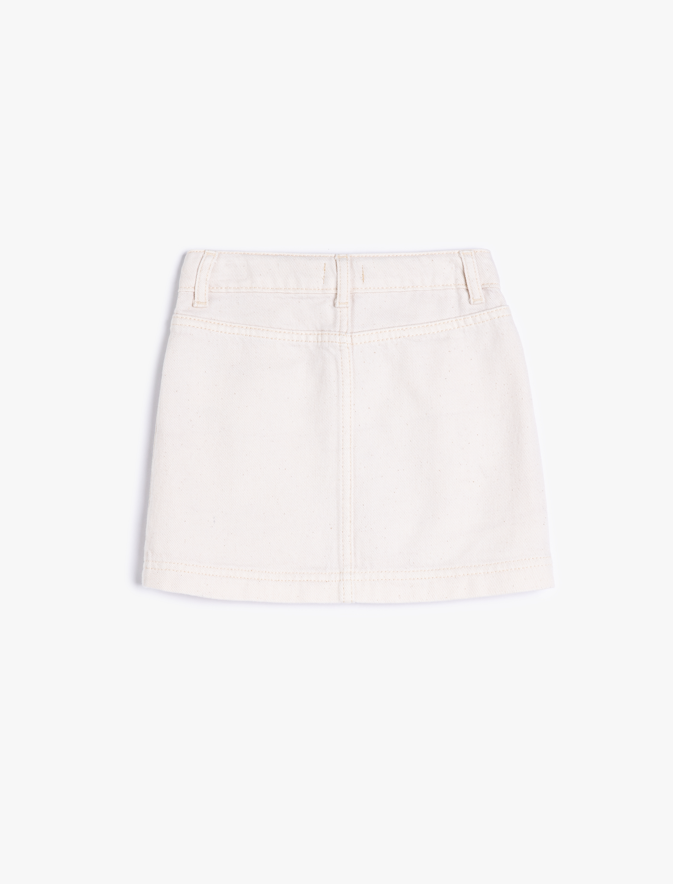  Kız Çocuk Pamuklu Düğme Detaylı Cepli Mini Etek