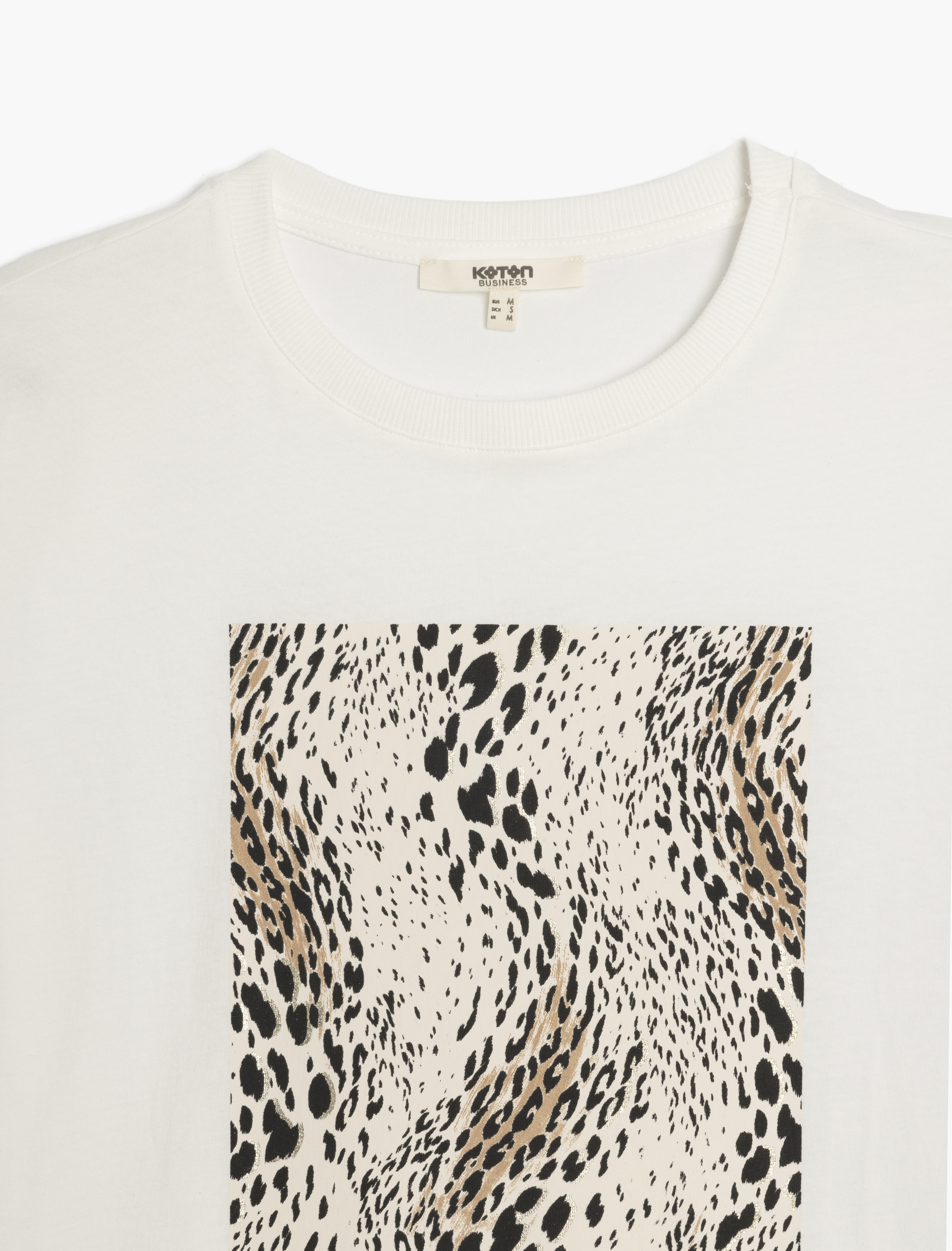   Kısa Kollu Pamuklu Leopar Desenli Oversize Tişört