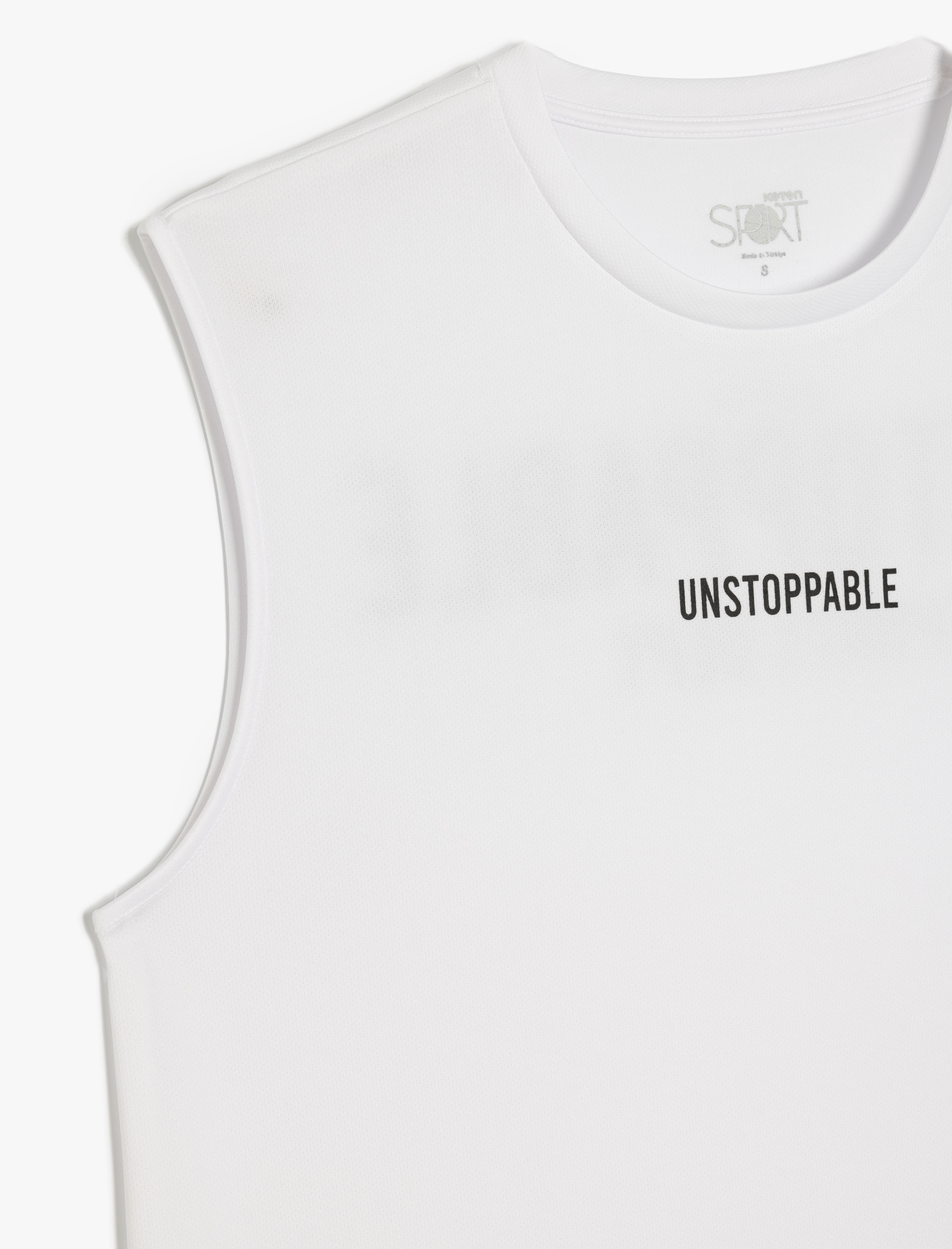   Bisiklet Yaka Slogan Baskılı Oversize Spor Kolsuz Tişört