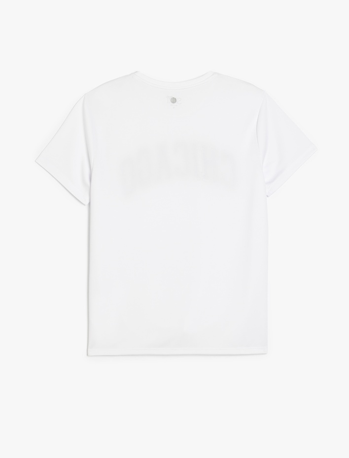  Kısa Kollu Bisiklet Yaka Slogan Baskılı Oversize Spor Tişört