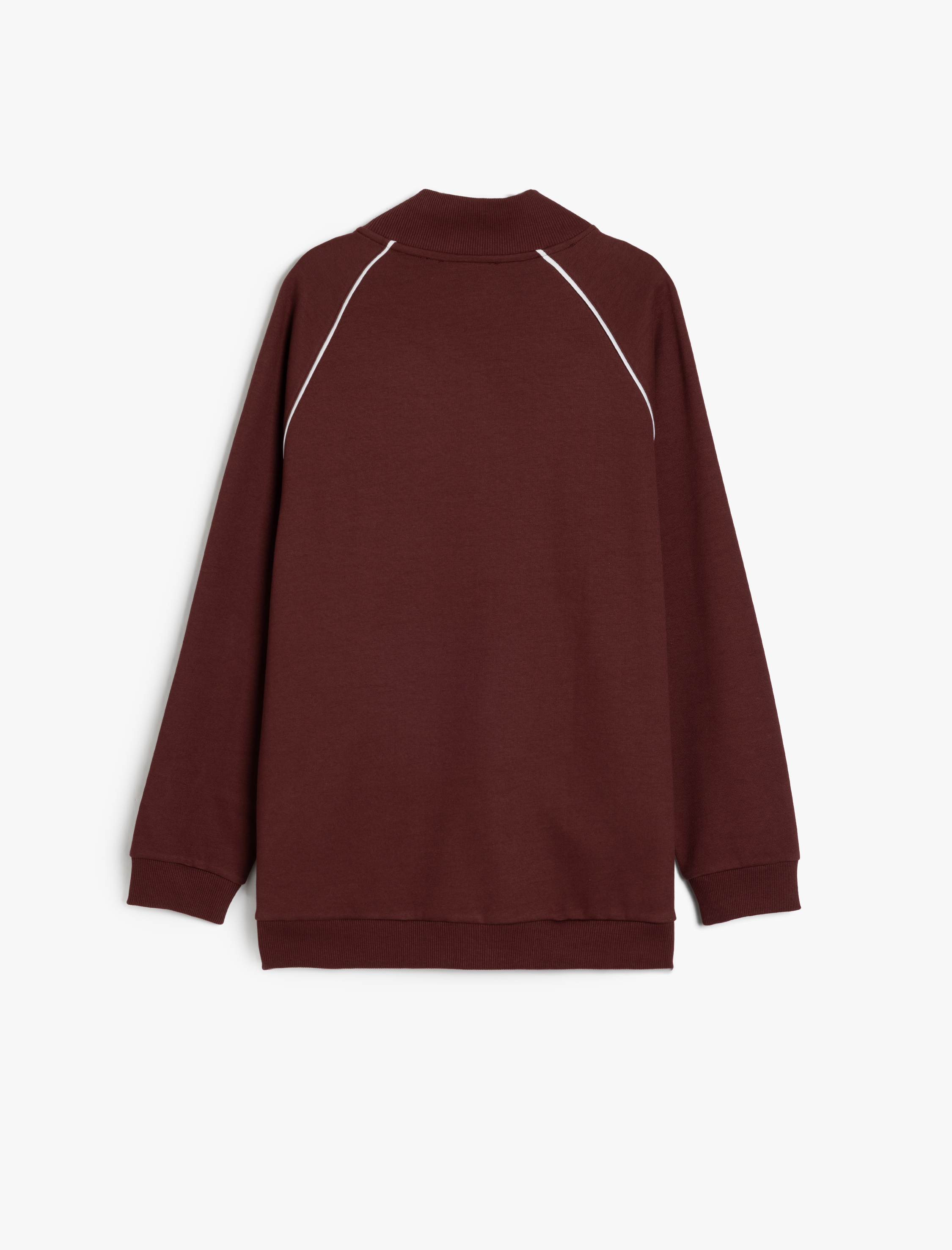   Uzun Kollu Pamuk Karışımlı Cep Detaylı Biyeli Fermuarlı Hırka