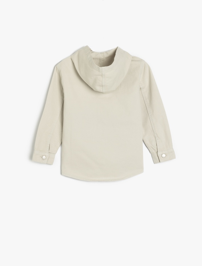 Erkek Çocuk Pamuklu Cep Detaylı Uzun Kollu Kapşonlu Denim Gömlek Ceket