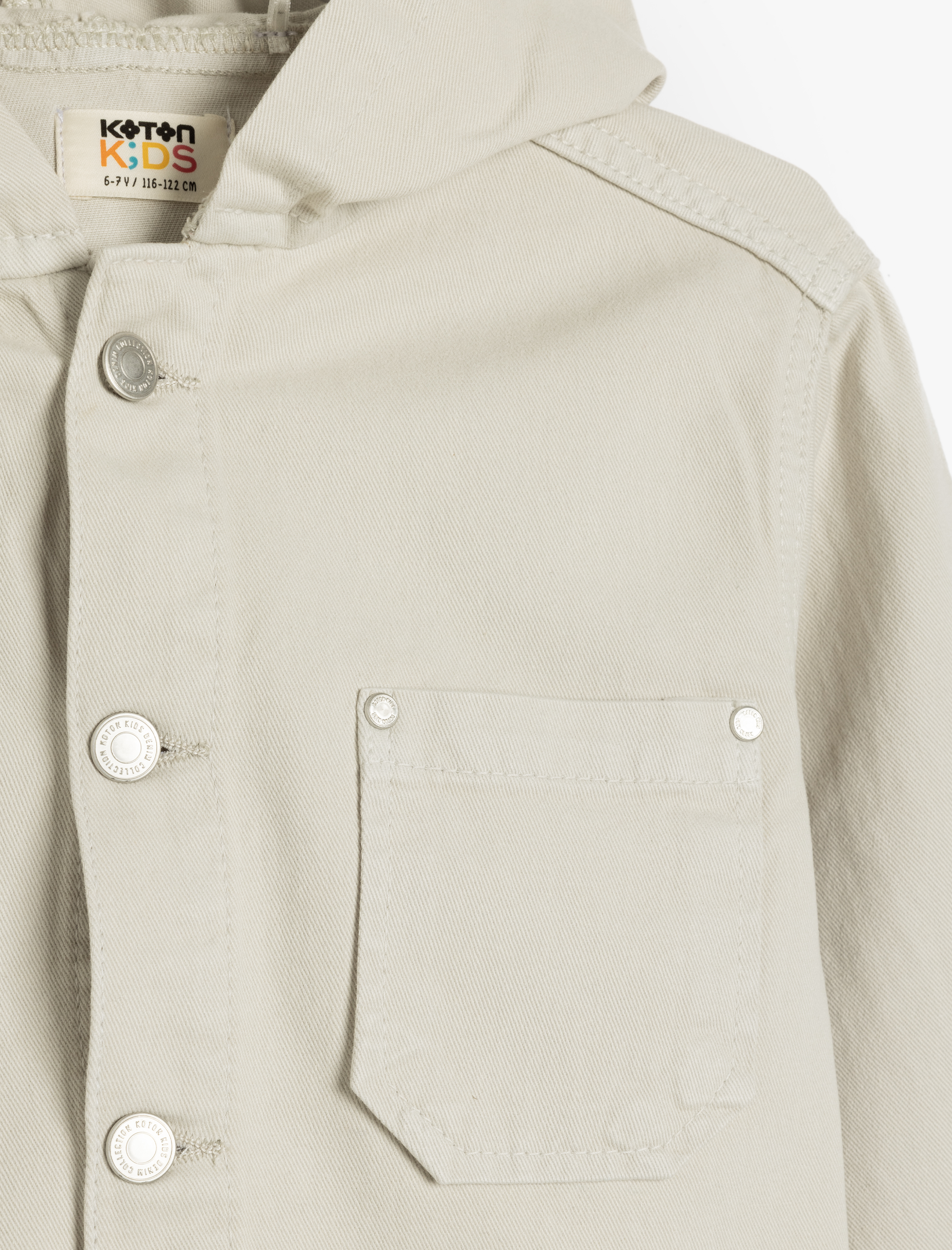  Erkek Çocuk Pamuklu Cep Detaylı Uzun Kollu Kapşonlu Denim Gömlek Ceket