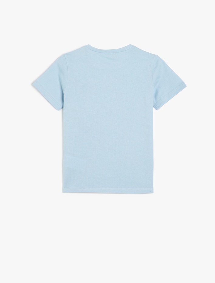 Erkek Çocuk Bisiklet Yaka Kısa Kollu Pamuklu Uzay Baskılı Tişört