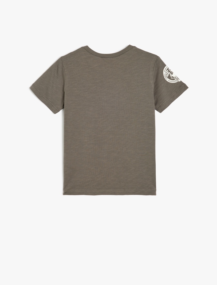 Erkek Çocuk Pamuklu Lisanslı Snoopy Baskılı Bisiklet Yaka Kısa Kollu Tişört