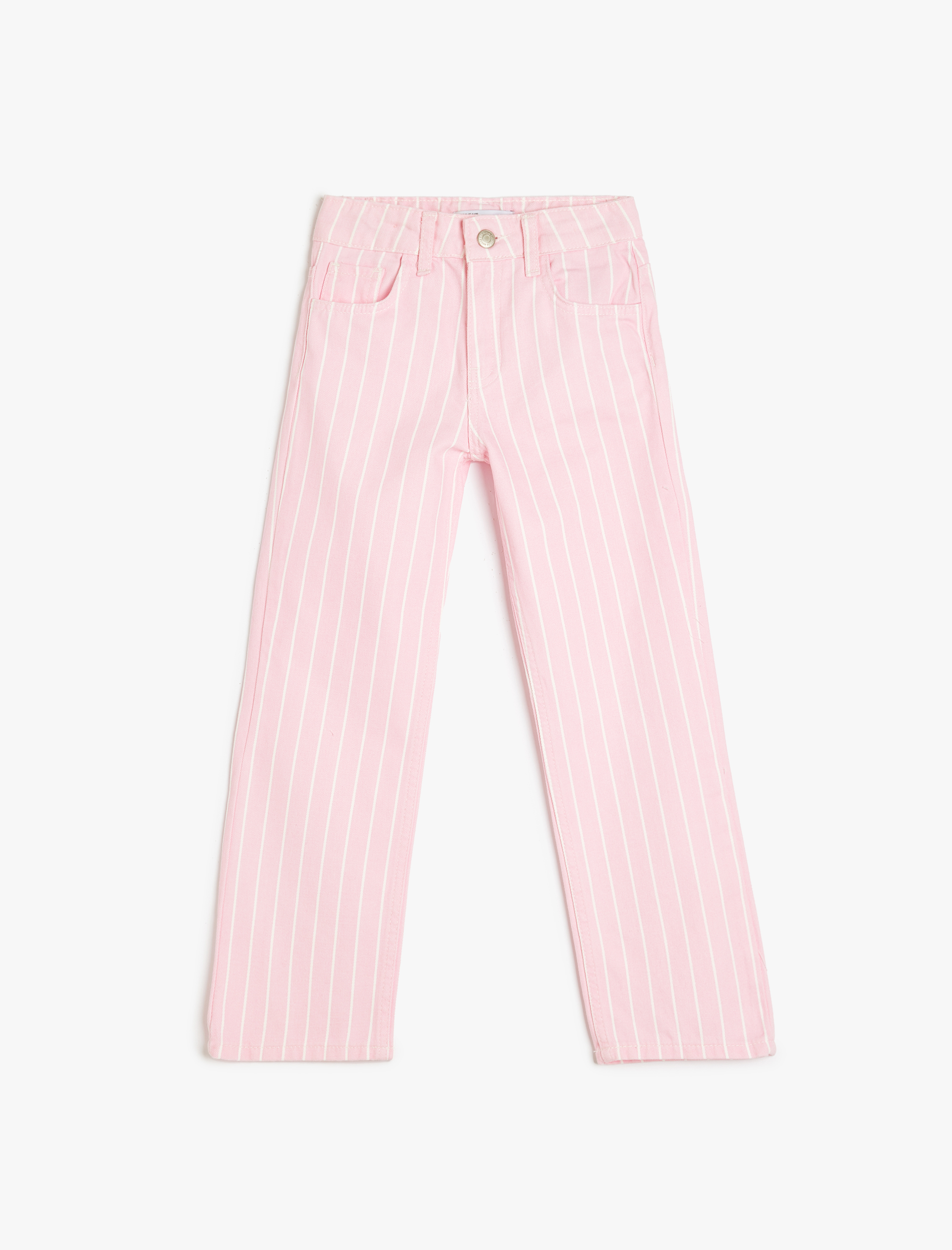 Koton Pamuklu Cepli Çizgili Denim Pantolon -1
