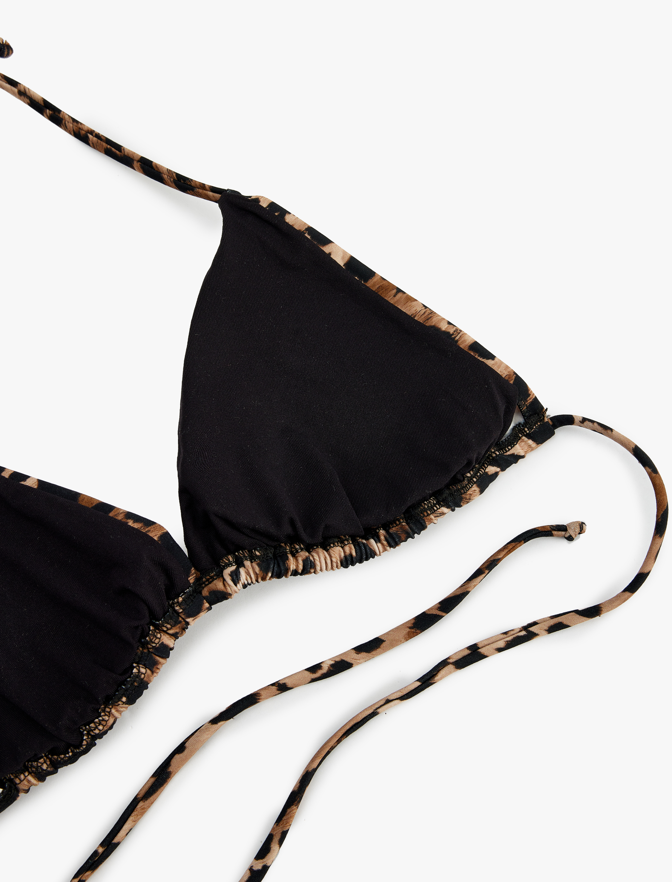   Boyundan Bağlamalı Leopar Desenli Üçgen Bikini Üstü