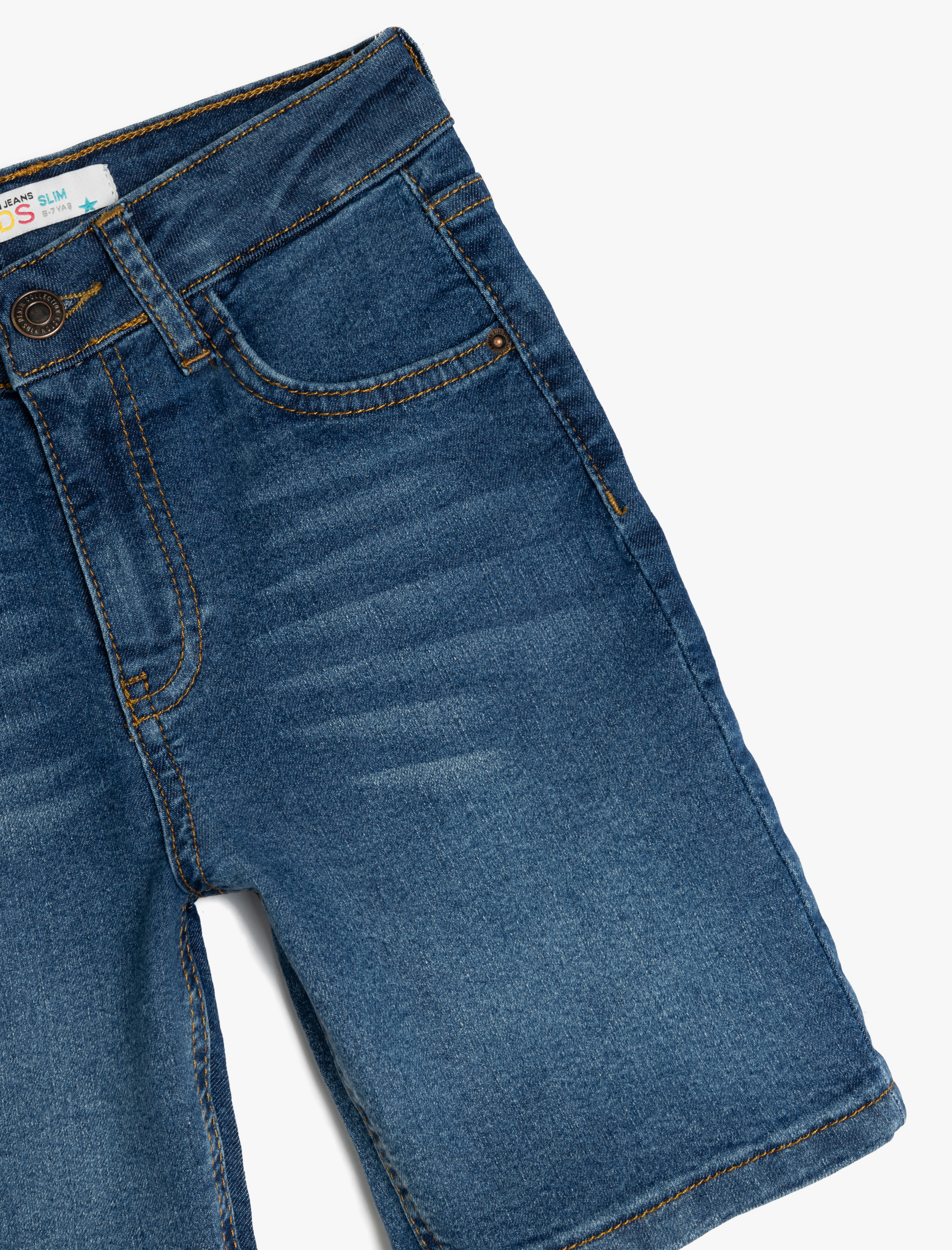  Erkek Çocuk Pamuklu Cep Detaylı Slim Fit Denim Şort