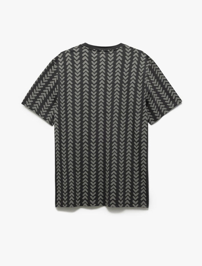  Bisiklet Yaka Kısa Kollu Regular Fit Pamuklu Desenli Tişört