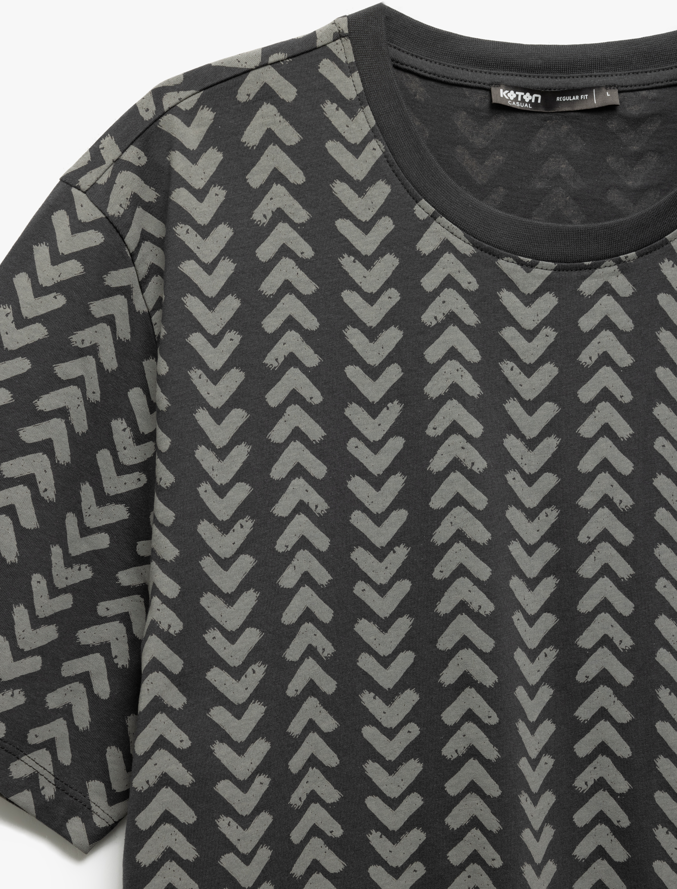   Bisiklet Yaka Kısa Kollu Regular Fit Pamuklu Desenli Tişört