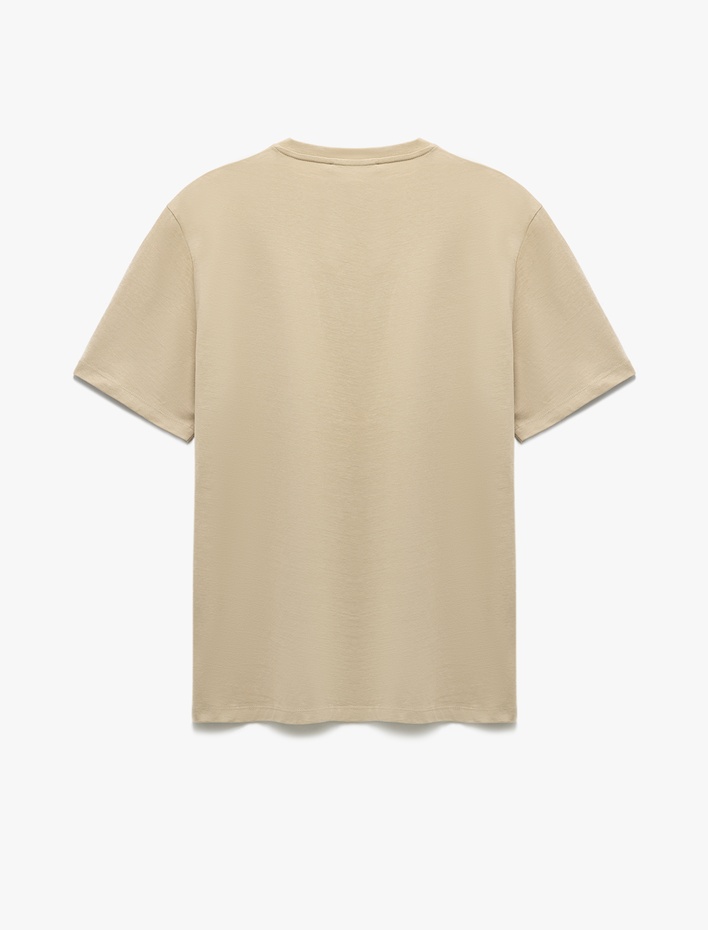  Kısa Kollu Regular Fit Pamuklu Bisiklet Yaka Baskılı Tişört