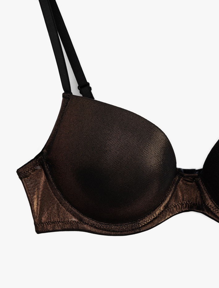  Parlak Varak Baskılı Maksimum Destekli Ekstra Dolgulu Sütyen