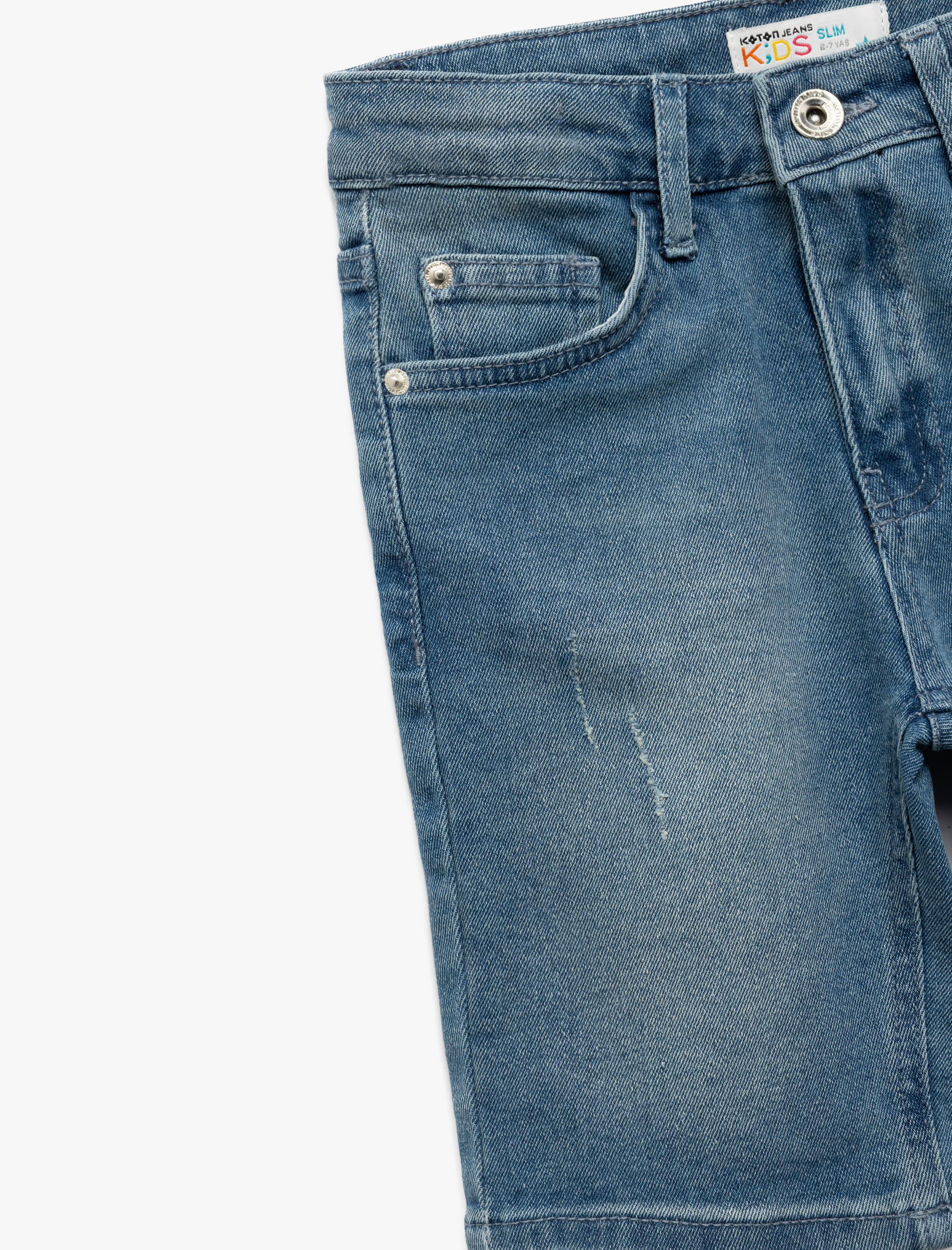  Erkek Çocuk Pamuklu Beli Ayarlanabilir Lastikli Cep Detaylı Denim Şort