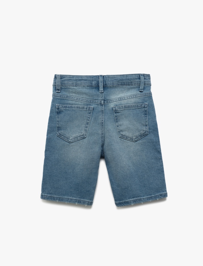 Erkek Çocuk Pamuklu Beli Ayarlanabilir Lastikli Cep Detaylı Denim Şort