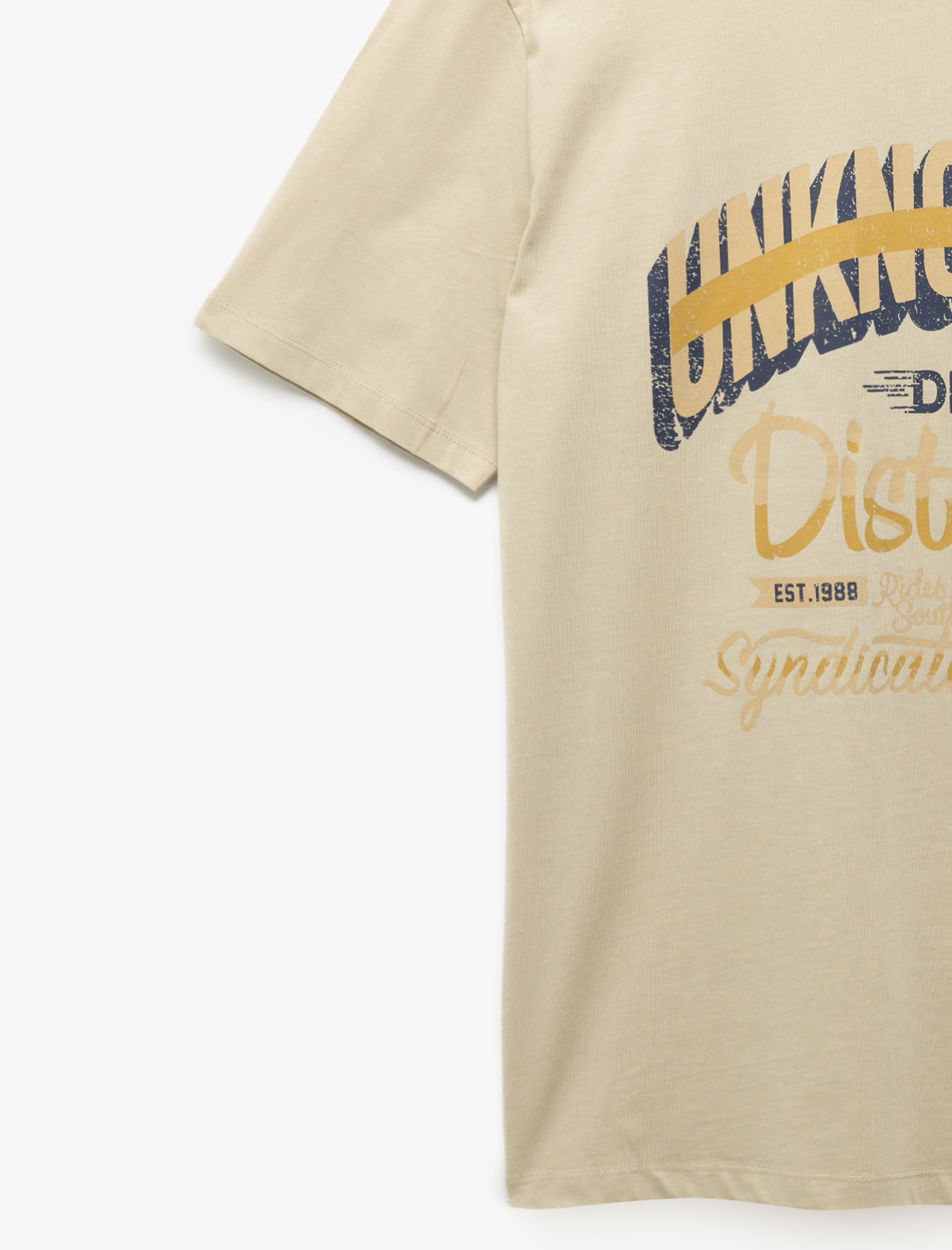   Kısa Kollu Bisiklet Yaka Regular Fit Pamuklu Slogan Baskılı Tişört